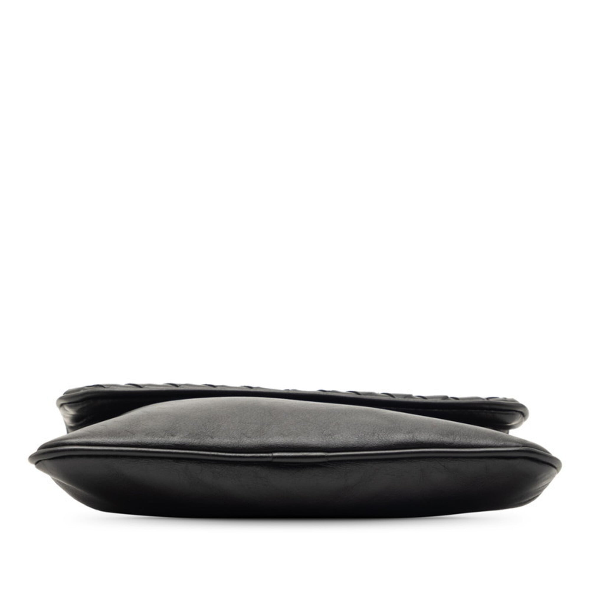 Bottega Veneta Black Leather Pochette Shoulder Bag (Pre-Owned)
