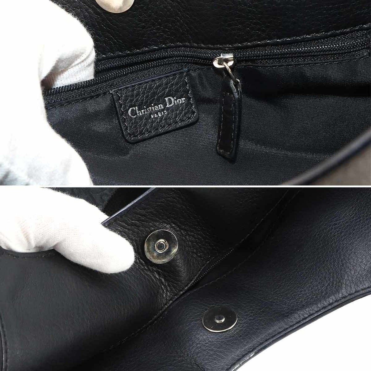 Christian Dior Trotter Black Canvas Leather Handbag Tote Bag (Pre-Owned)
