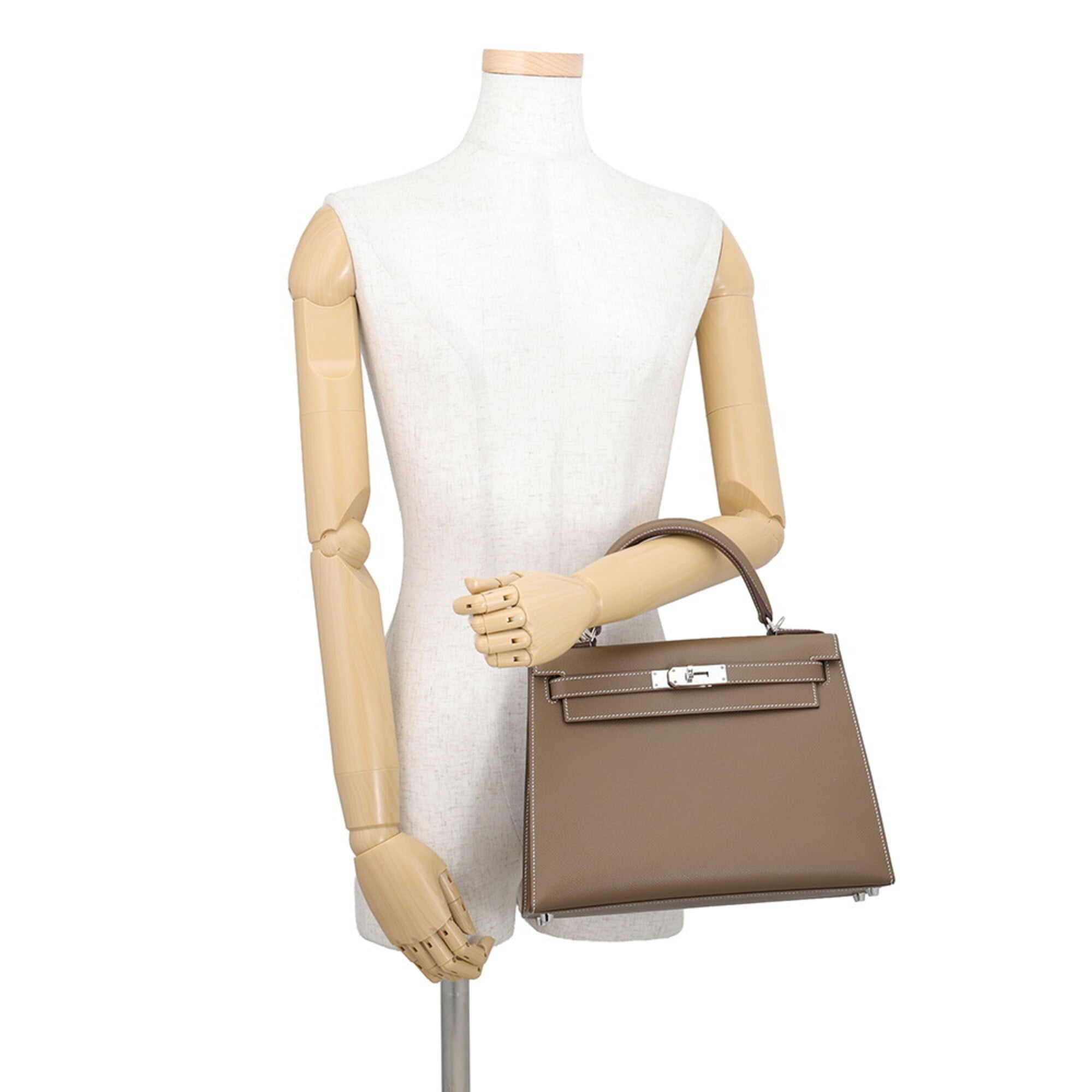 Hermes Kelly Etoupe Gray Epsom Leather Handbag (Pre-Owned)