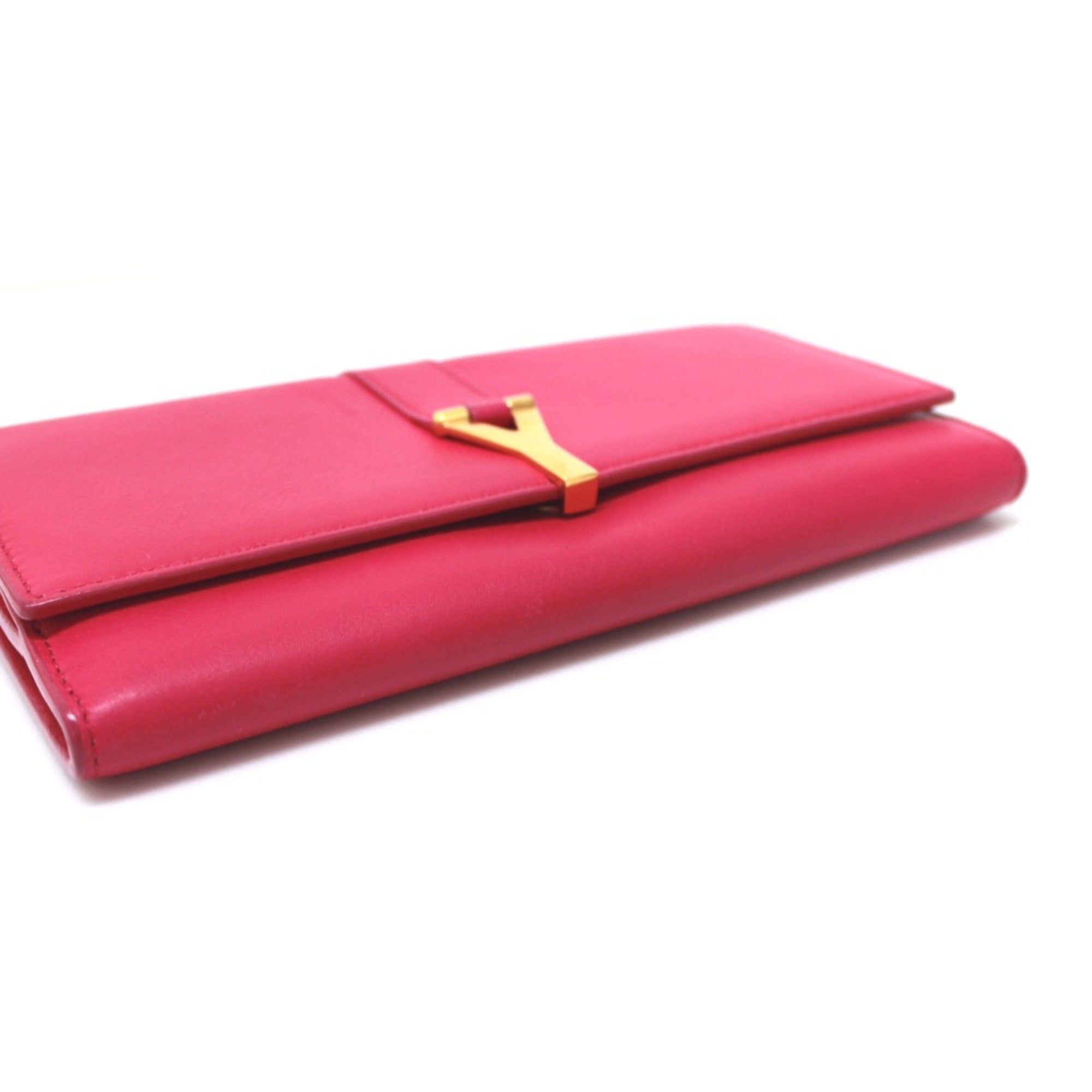 Saint Laurent Pink Leather Long Wallet (Bi-Fold) (Pre-Owned)