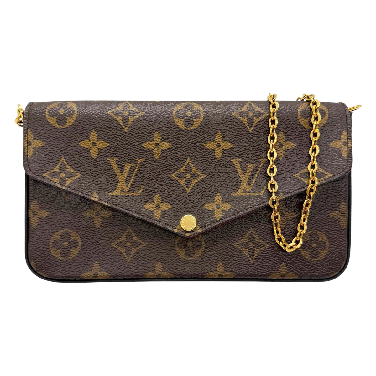 Louis Vuitton Brown Fuchsia Monogram Clutch Bag Pochette Pouch Shoulder Bag (Pre-Owned)