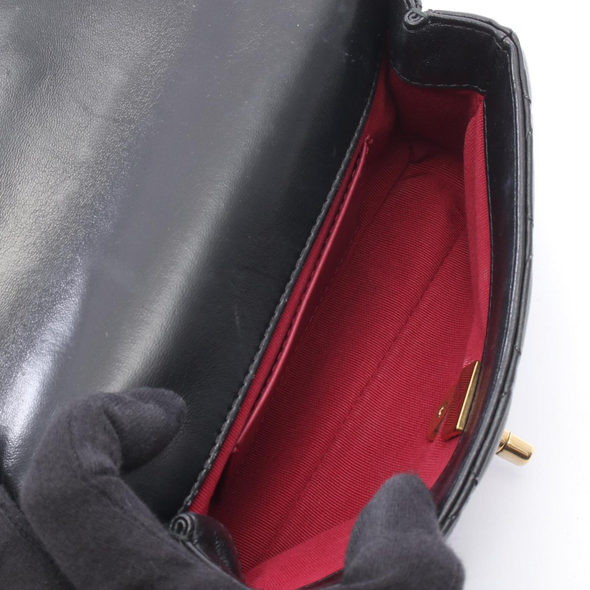 Chanel Black Leather Handbag Shoulder Bag (Pre-Owned)