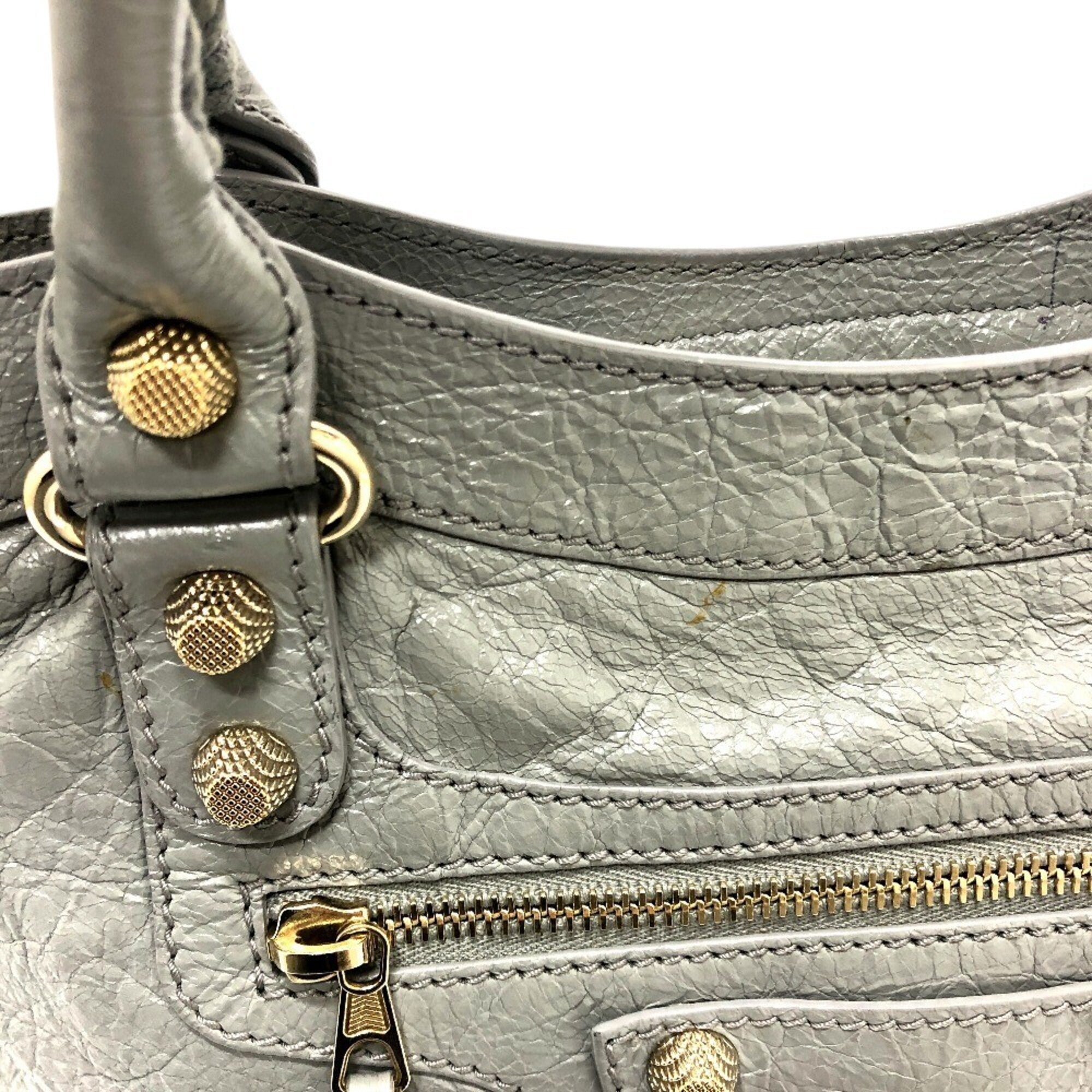 Balenciaga Gray Leather Handbag Shoulder Bag (Pre-Owned)