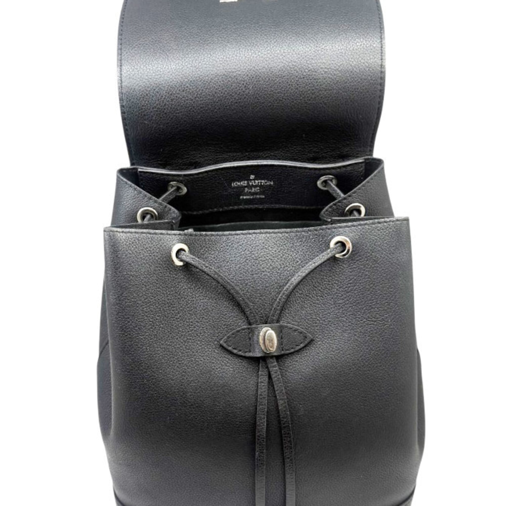 Louis Vuitton Black Noir Leather Backpack (Pre-Owned)