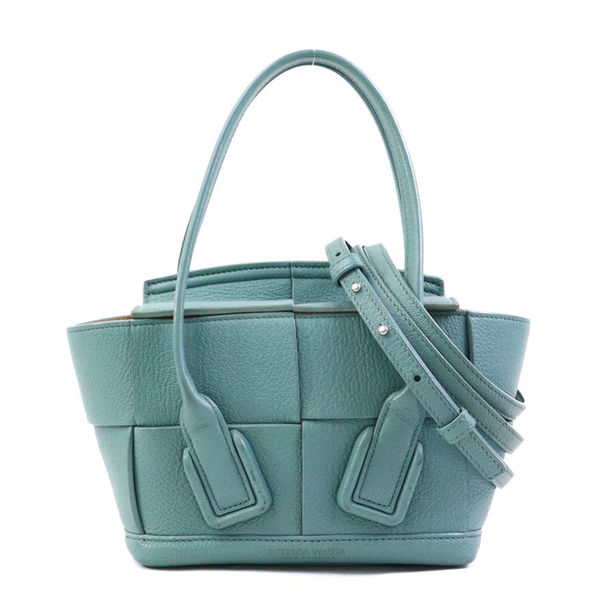 Bottega Veneta Green Leather Handbag Shoulder Bag (Pre-Owned)
