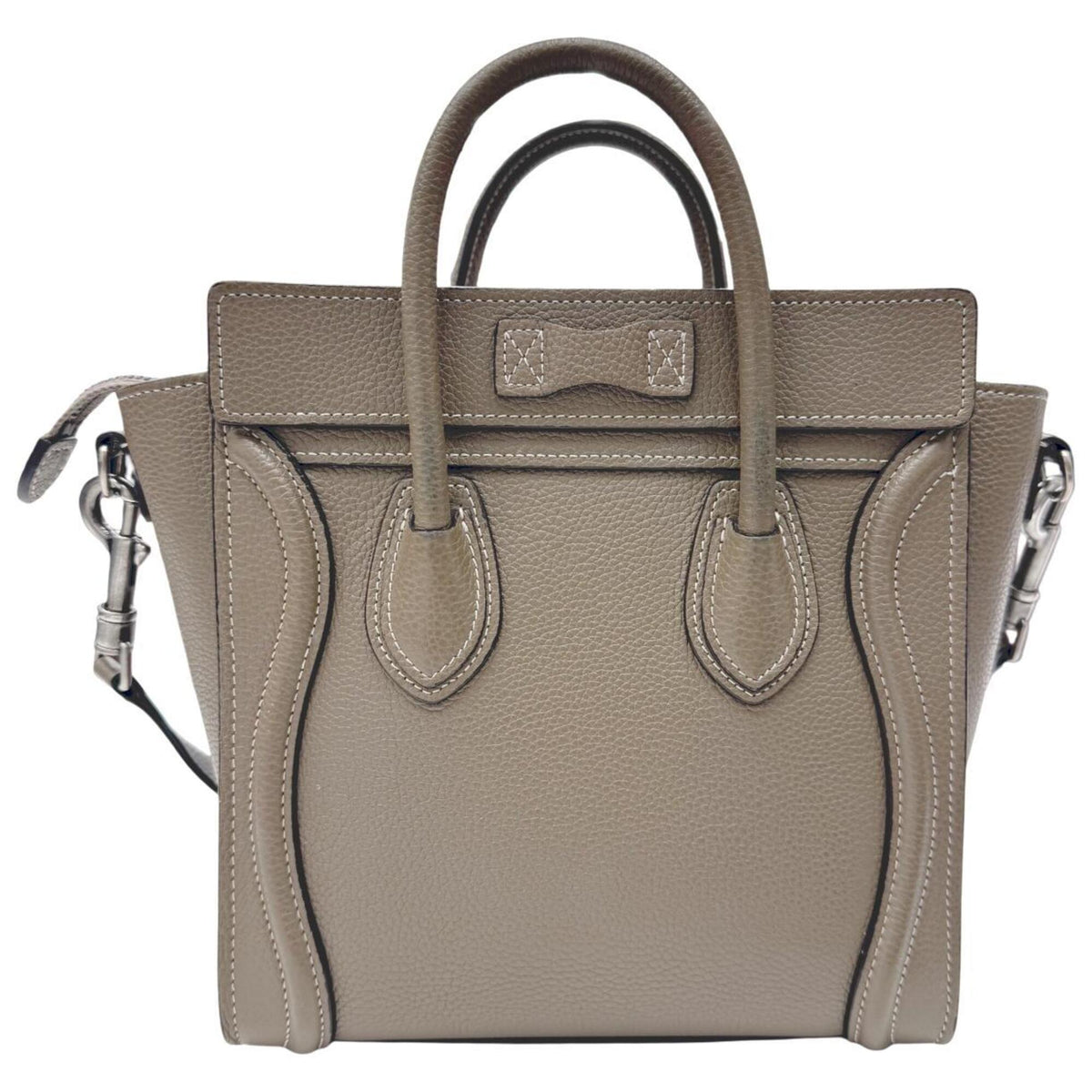 Celine Luggage Gray Beige Leather Handbag Shoulder Bag (Pre-Owned)