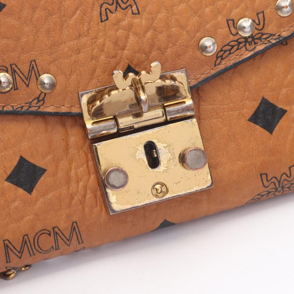 Mcm Black Brown Leather Handbag Shoulder Bag (Pre-Owned)