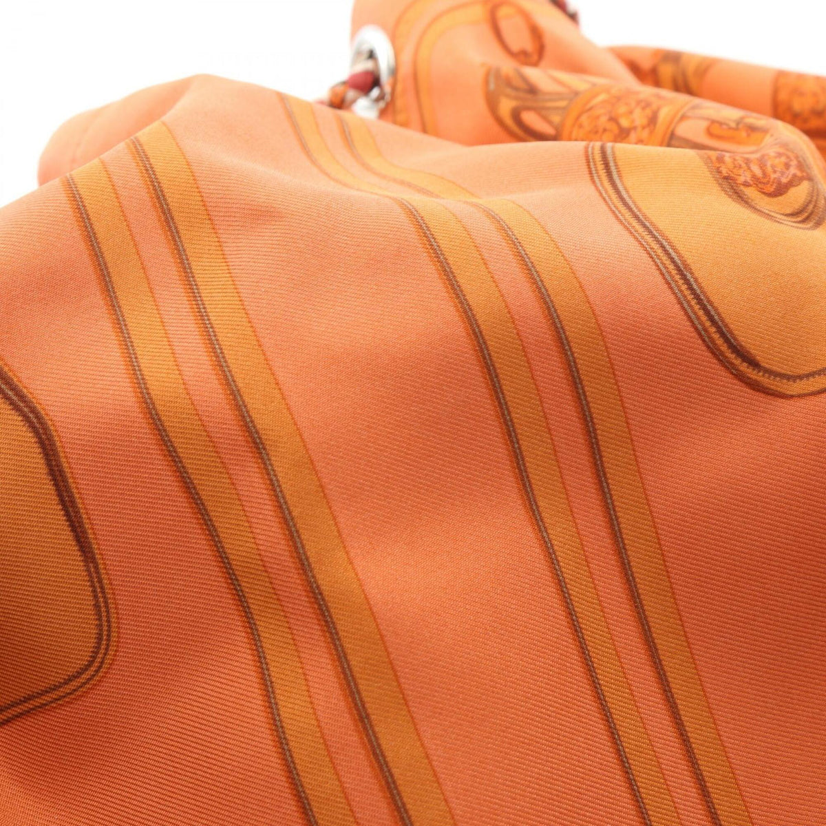 Hermes Multi-Color Orange Silk Leather Handbag Shoulder Bag (Pre-Owned)