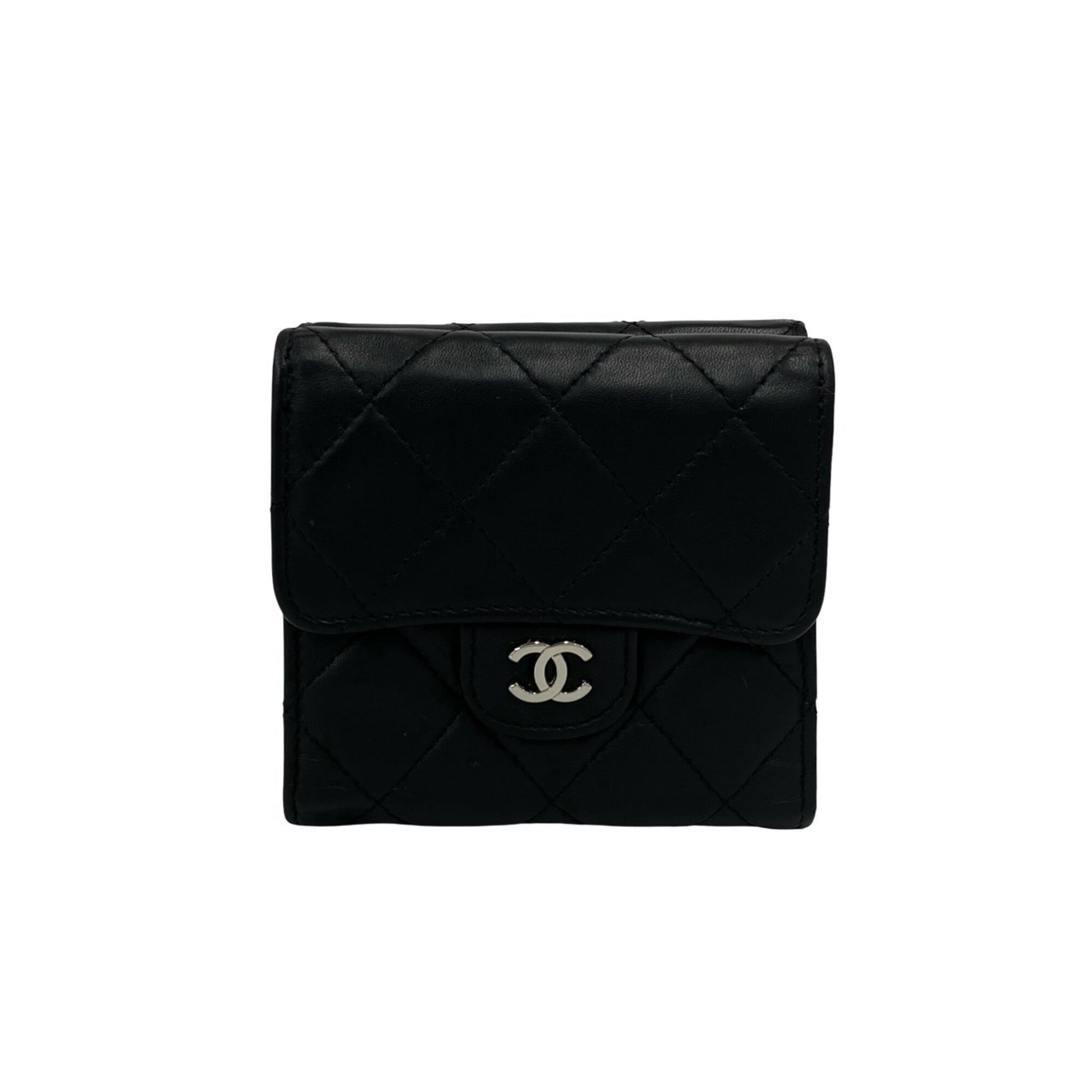 Chanel Black Leather Wallet (Tri-Fold) (Pre-Owned)
