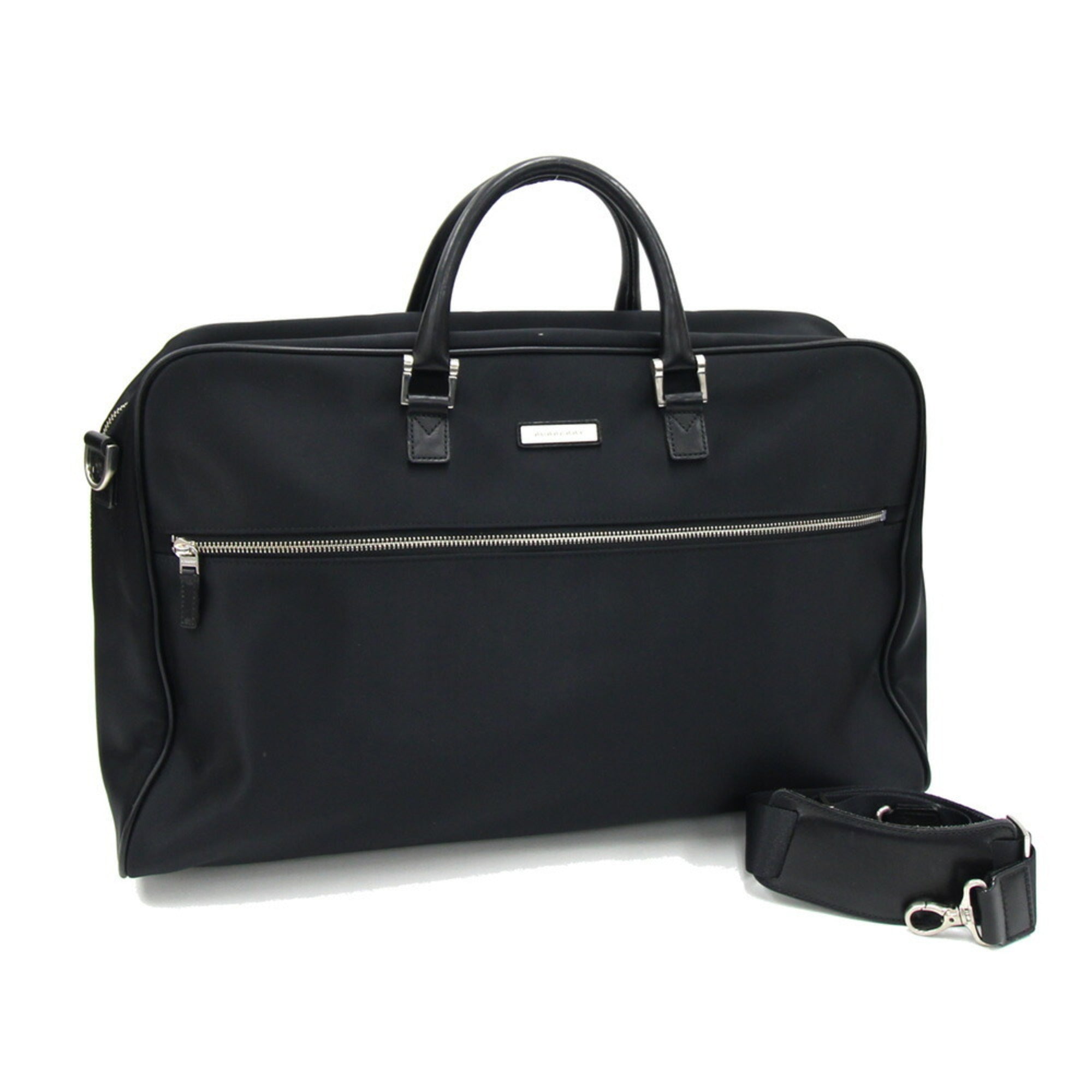 Burberry Black Nylon Leather Boston Bag Shoulder Bag (Pre-Owned)
