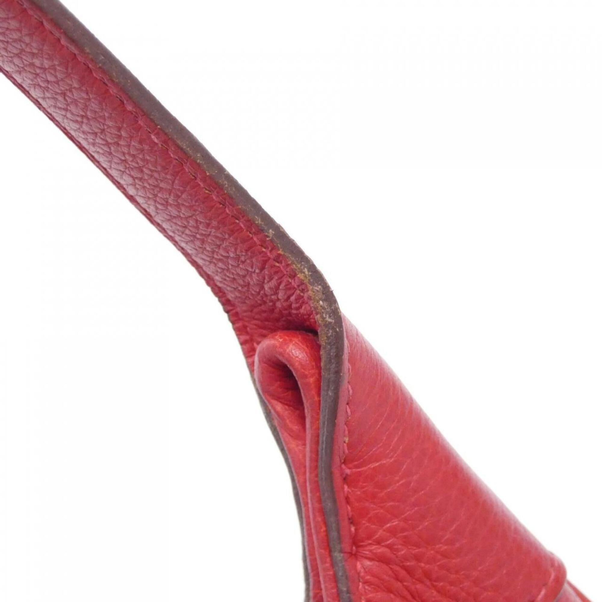 Hermes Trim Rouge Vif Taurillon Clemence Leather Shoulder Bag (Pre-Owned)
