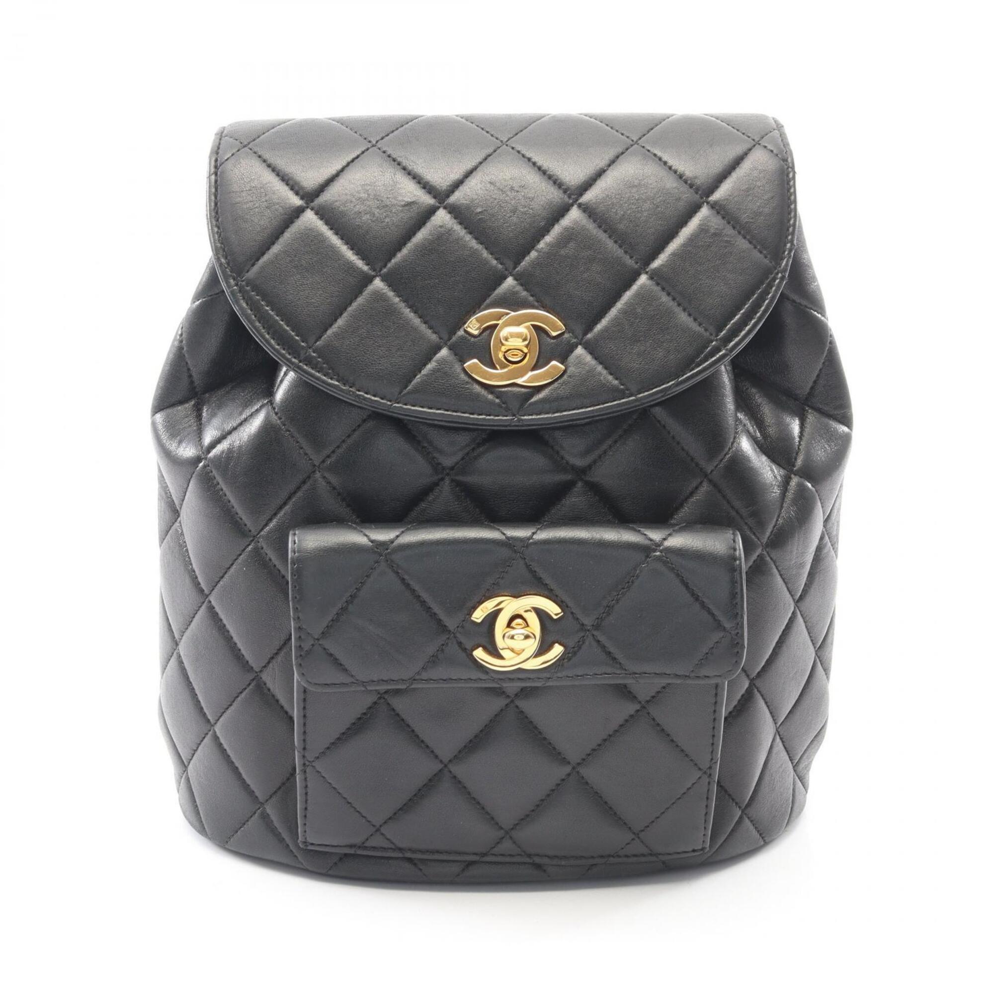 Chanel Matelasse Black Leather Backpack (Pre-Owned)