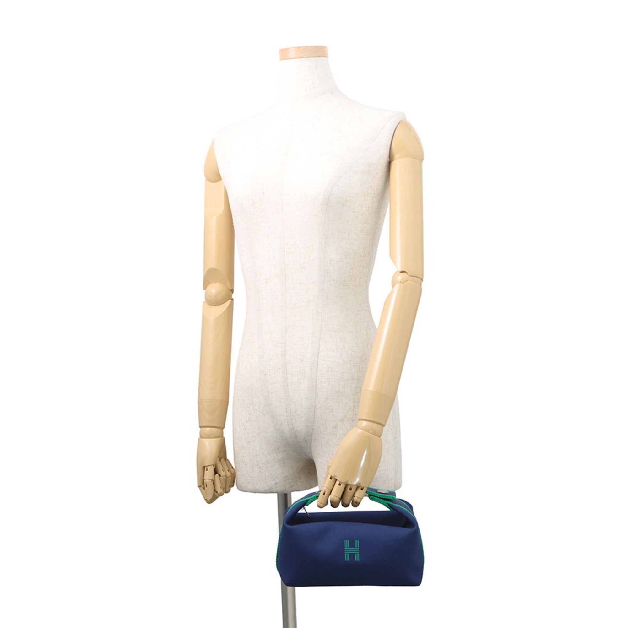 Hermes Kara Marine Blue Canvas Handbag Pouch (Pre-Owned)