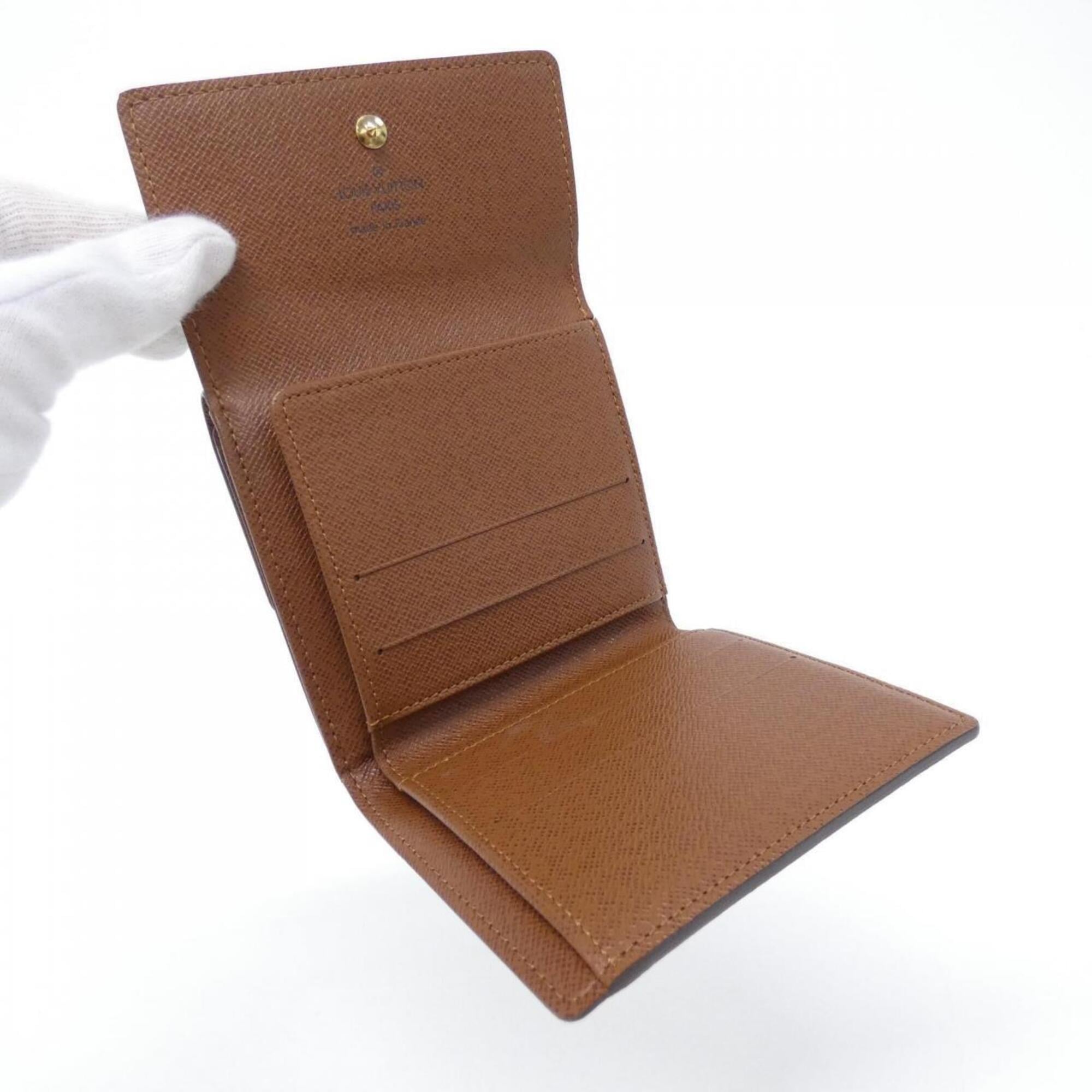 Louis Vuitton Marron Coated Canvas Wallet (Tri-Fold) (Pre-Owned)