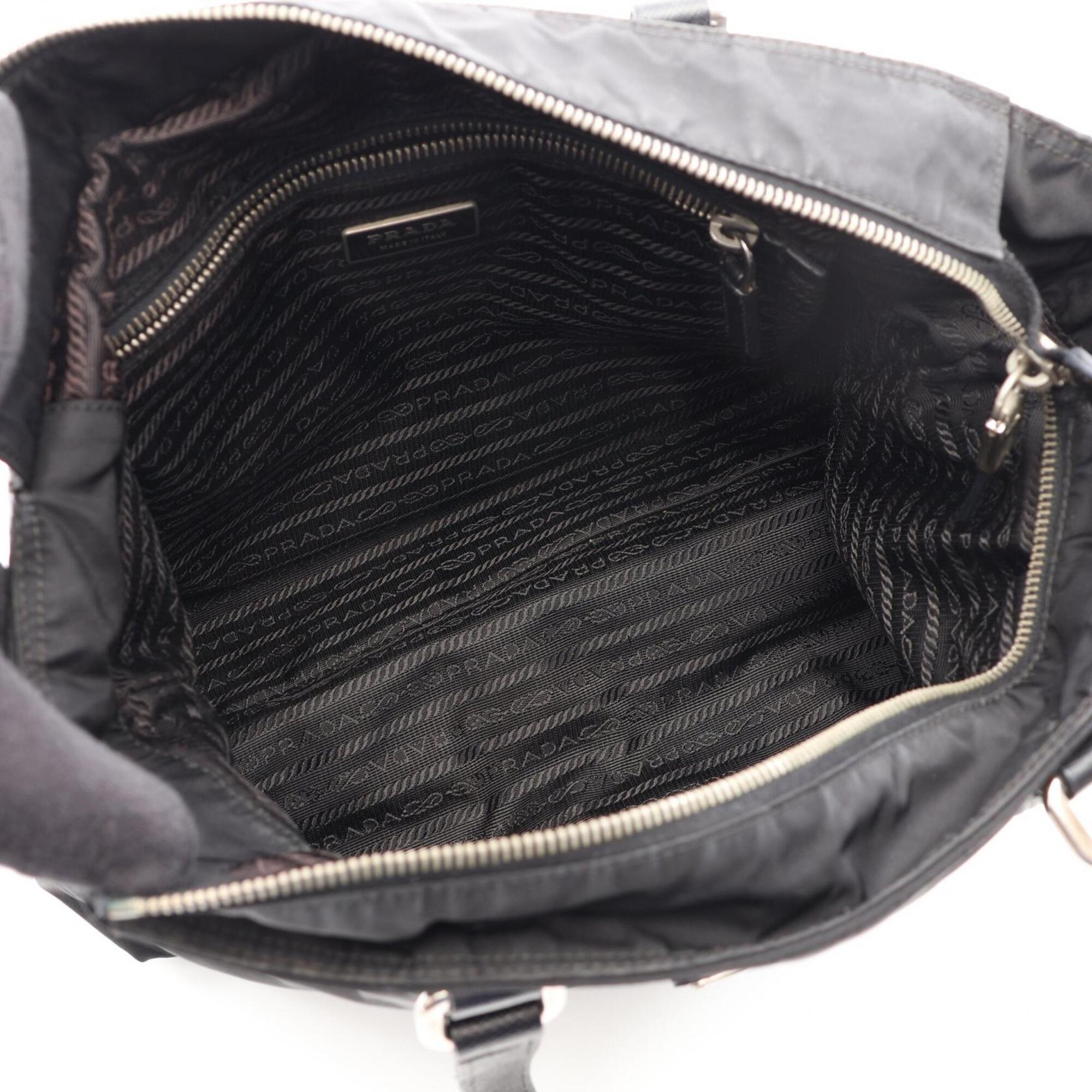 Prada Black Nylon Leather Tote Bag (Pre-Owned)