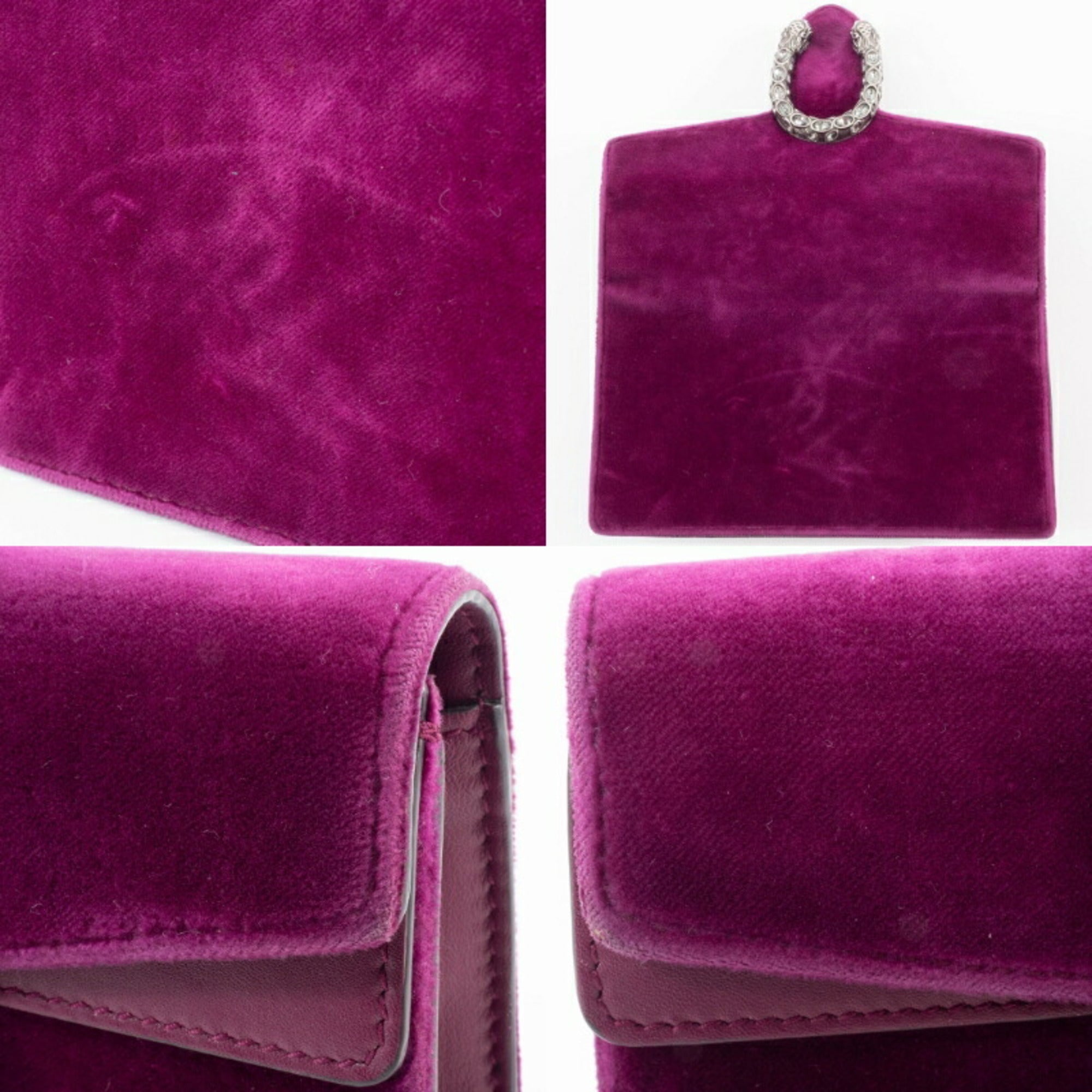 Gucci Purple Velvet Leather Shoulder Bag (Pre-Owned)
