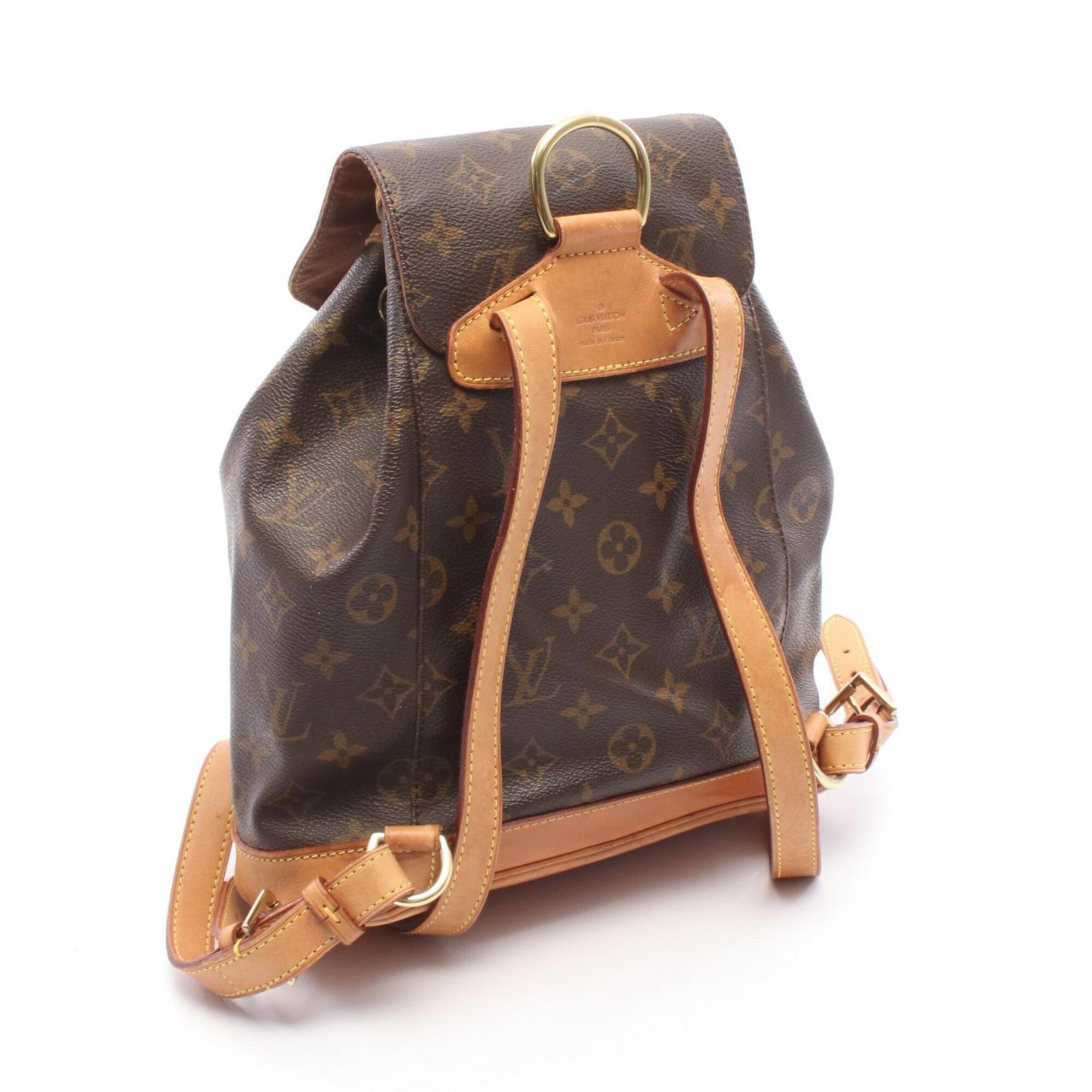 Louis Vuitton Brown Coated Canvas Leather Backpack Handbag (Pre-Owned)