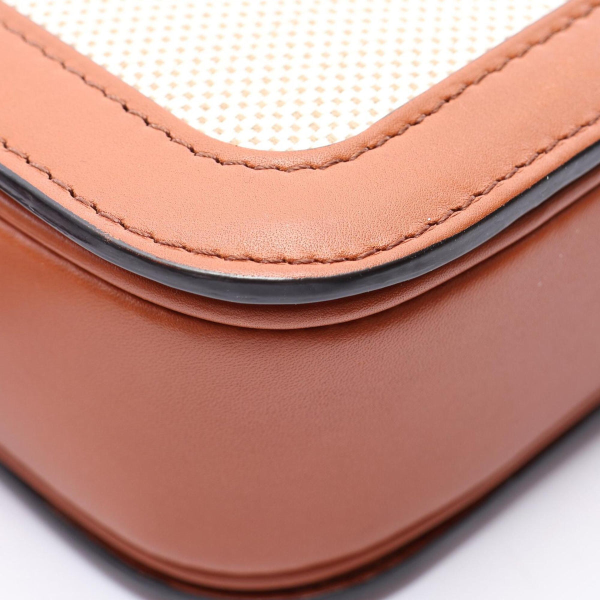 Celine Beige Brown Canvas Leather Shoulder Bag (Pre-Owned)