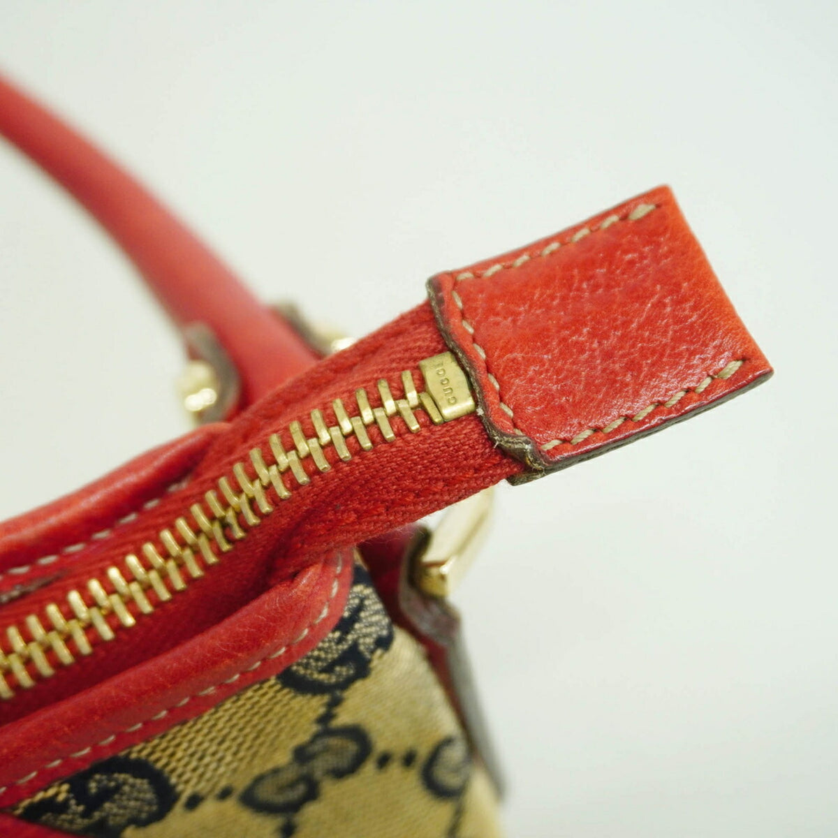 Gucci Navy Red Color Canvas Shoulder Bag (Pre-Owned)