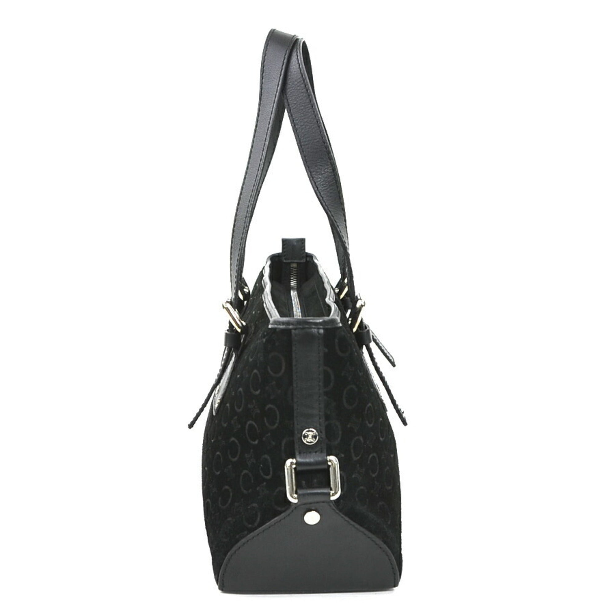 Celine Black Suede Leather Handbag Tote Bag (Pre-Owned)