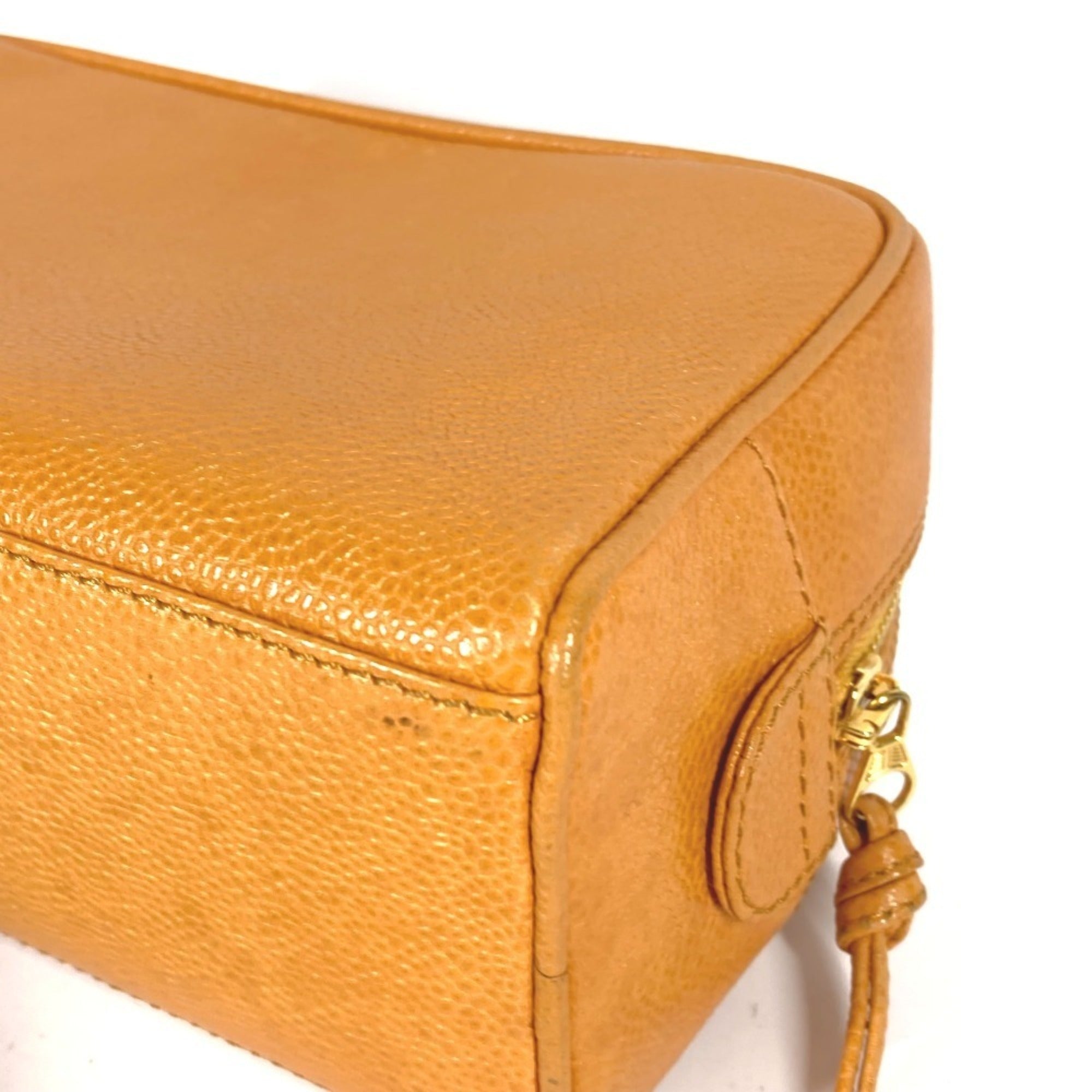 Chanel Orange Yellow Grained Calfskin Pouch (Pre-Owned)