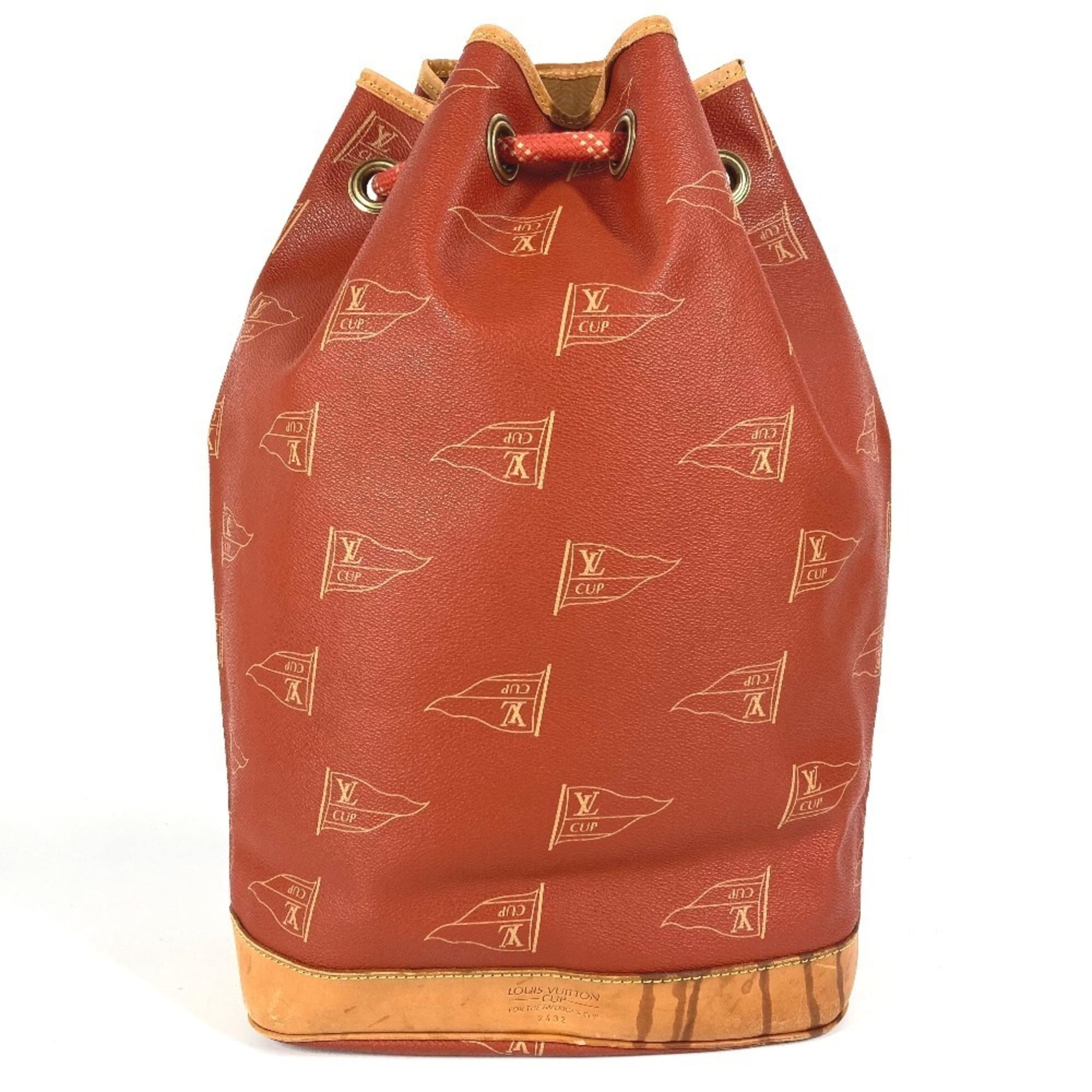 Louis Vuitton Orange Leather Canvas Shoulder Bag (Pre-Owned)