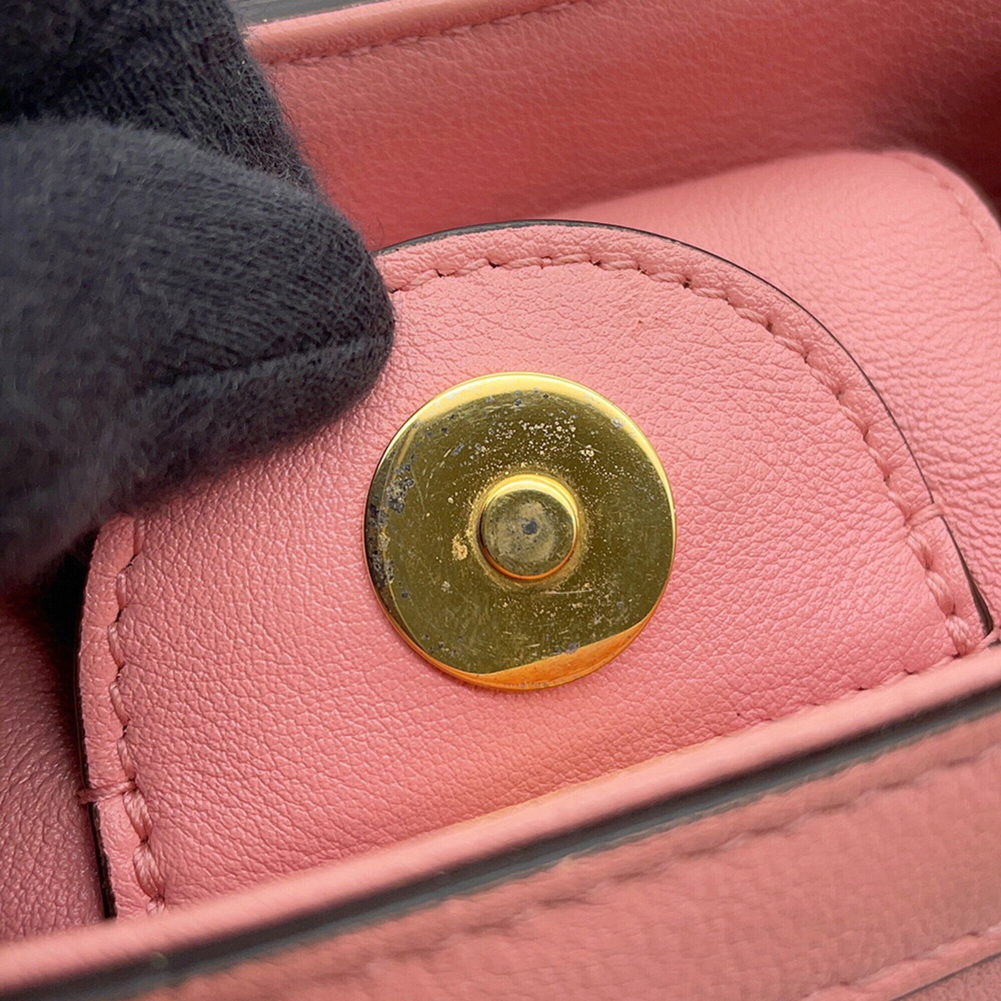 Gucci Bamboo Pink Bamboo Leather Handbag (Pre-Owned)