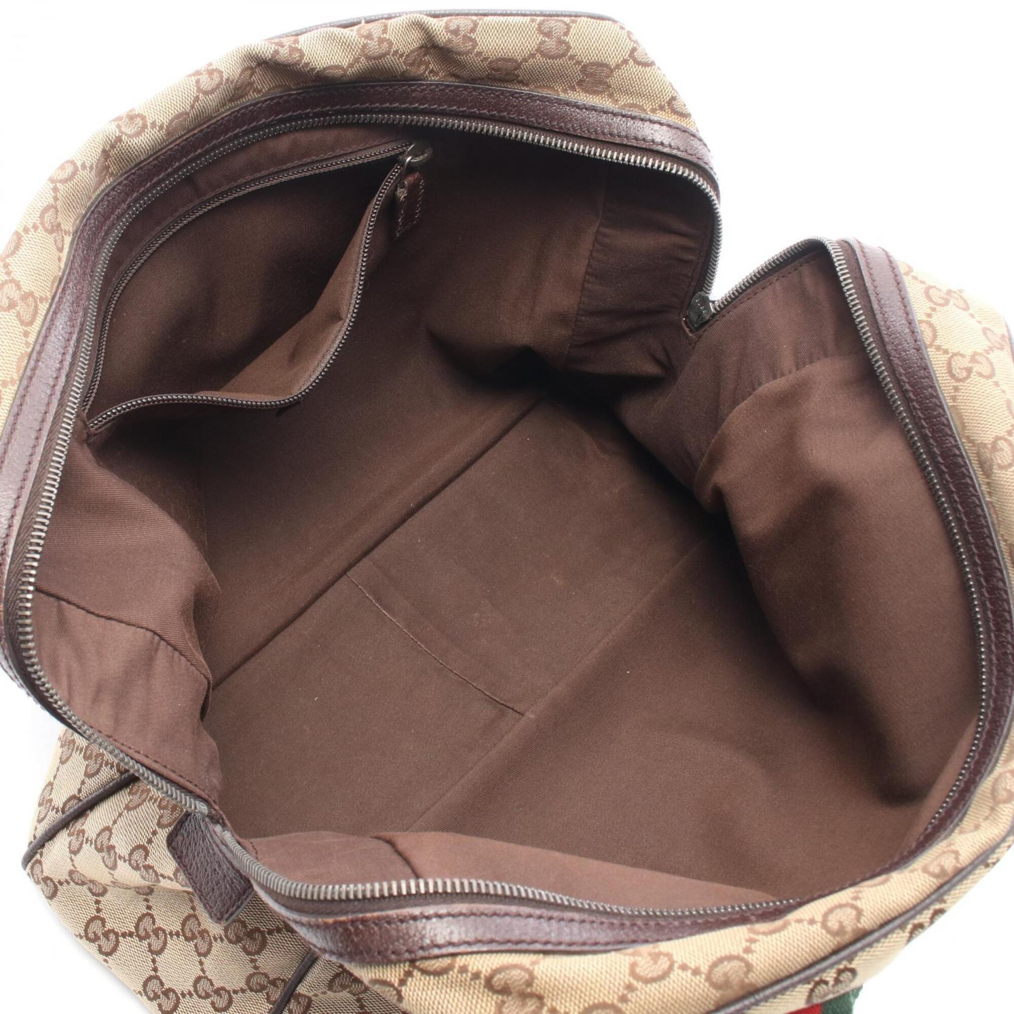 Gucci Beige Brown Multi-Color Canvas Leather Tote Bag (Pre-Owned)