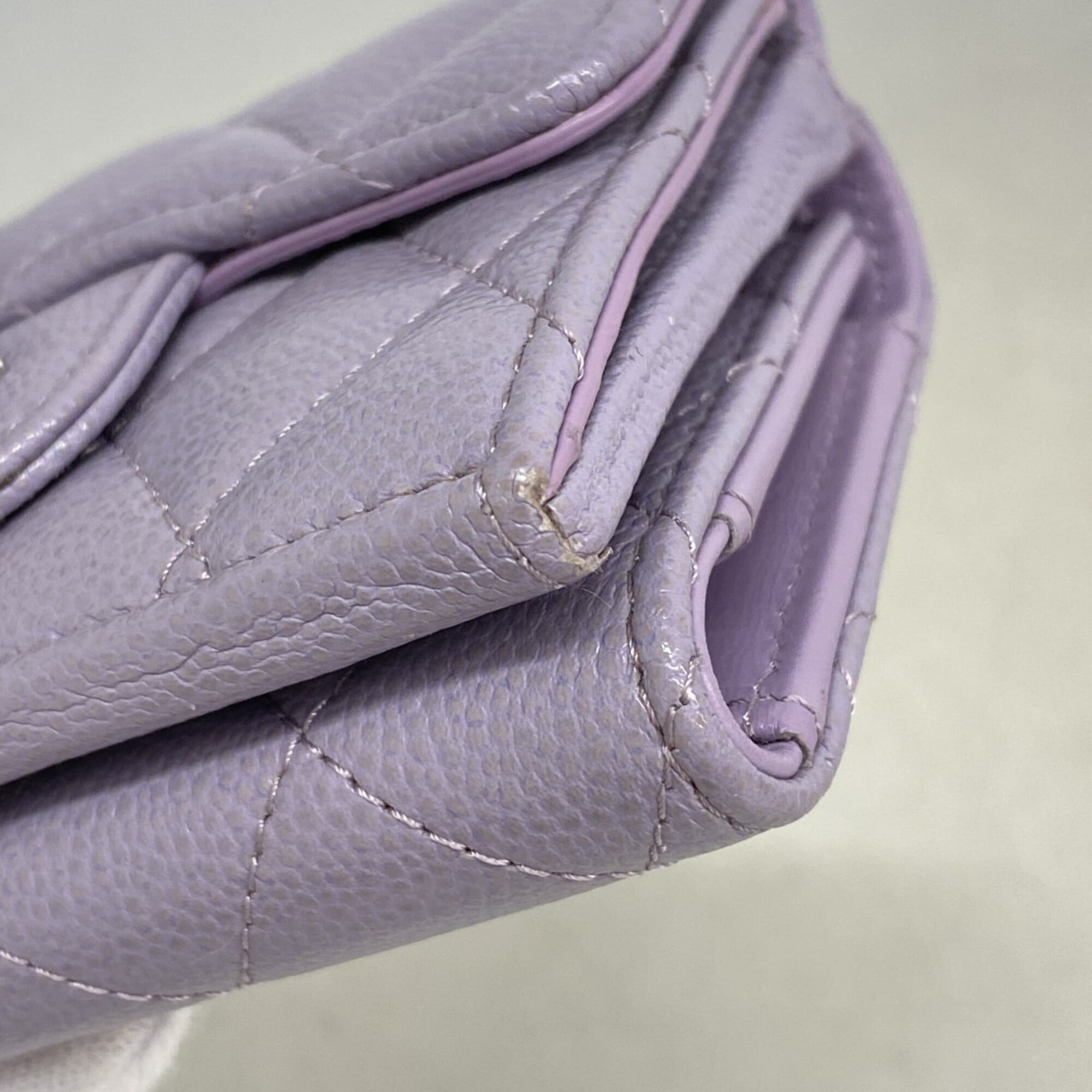 Chanel Purple Grained Calfskin Wallet (Tri-Fold) (Pre-Owned)