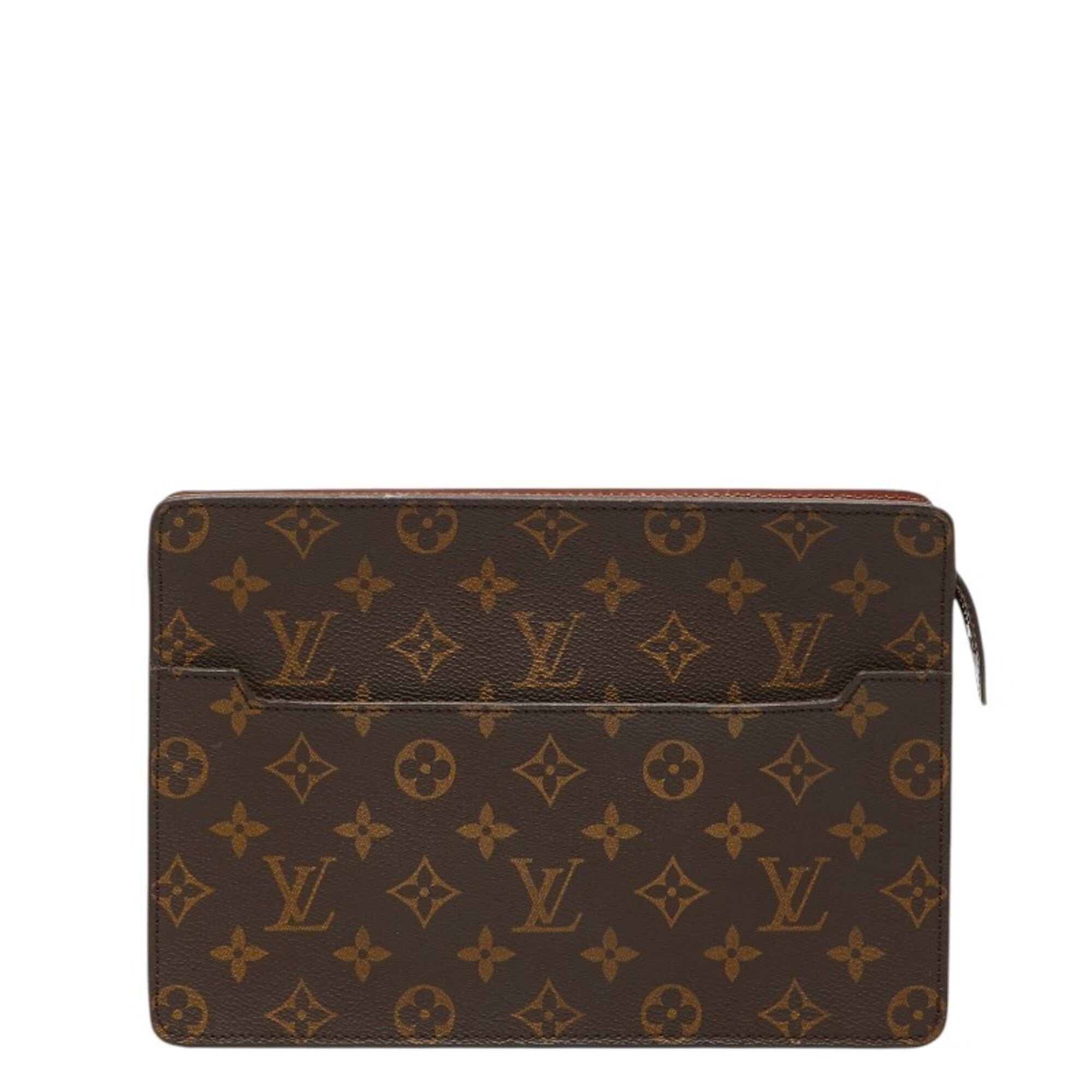 Louis Vuitton Monogram Brown Pvc Leather Clutch Bag Pochette (Pre-Owned)
