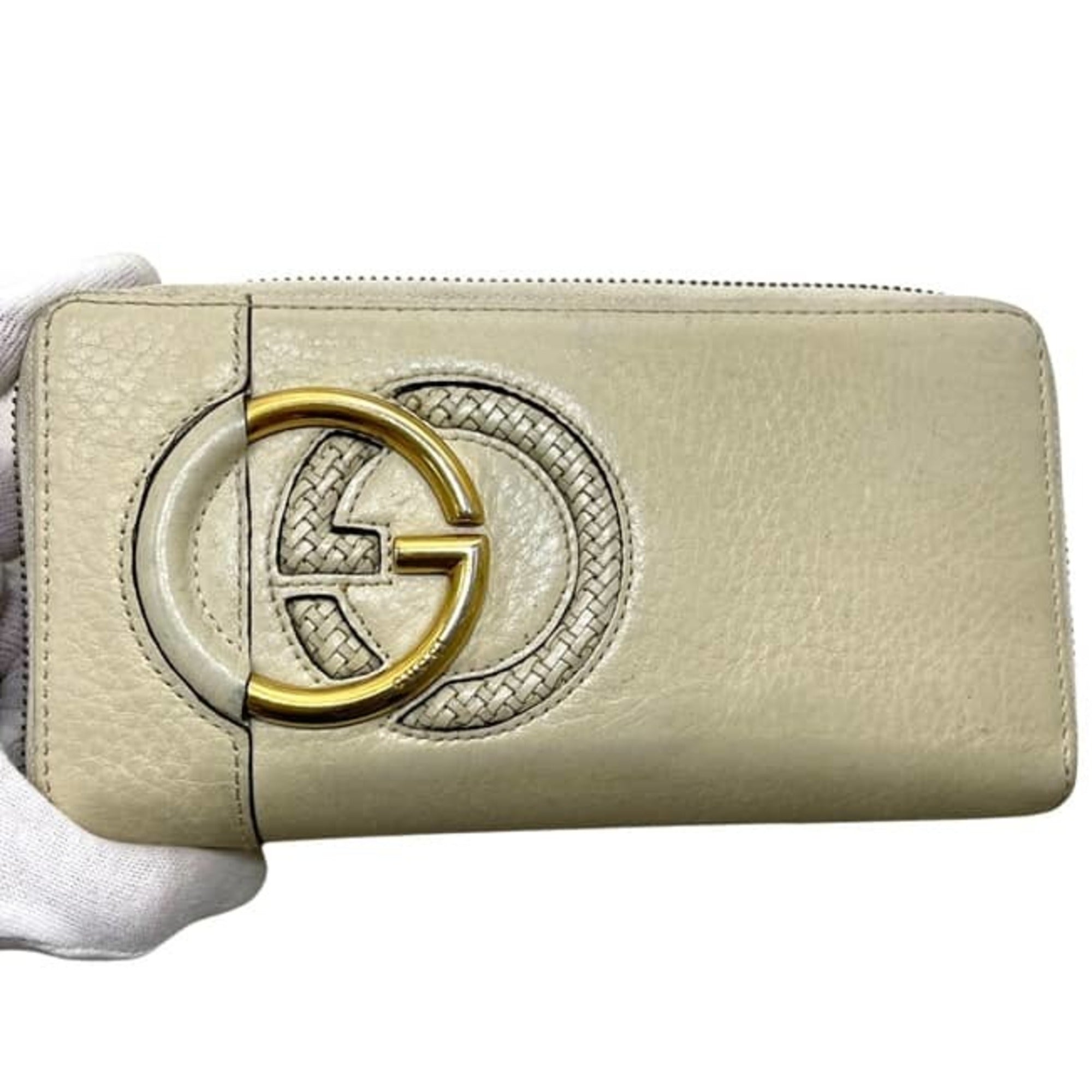 Gucci Beige Leather Long Wallet (Bi-Fold) (Pre-Owned)