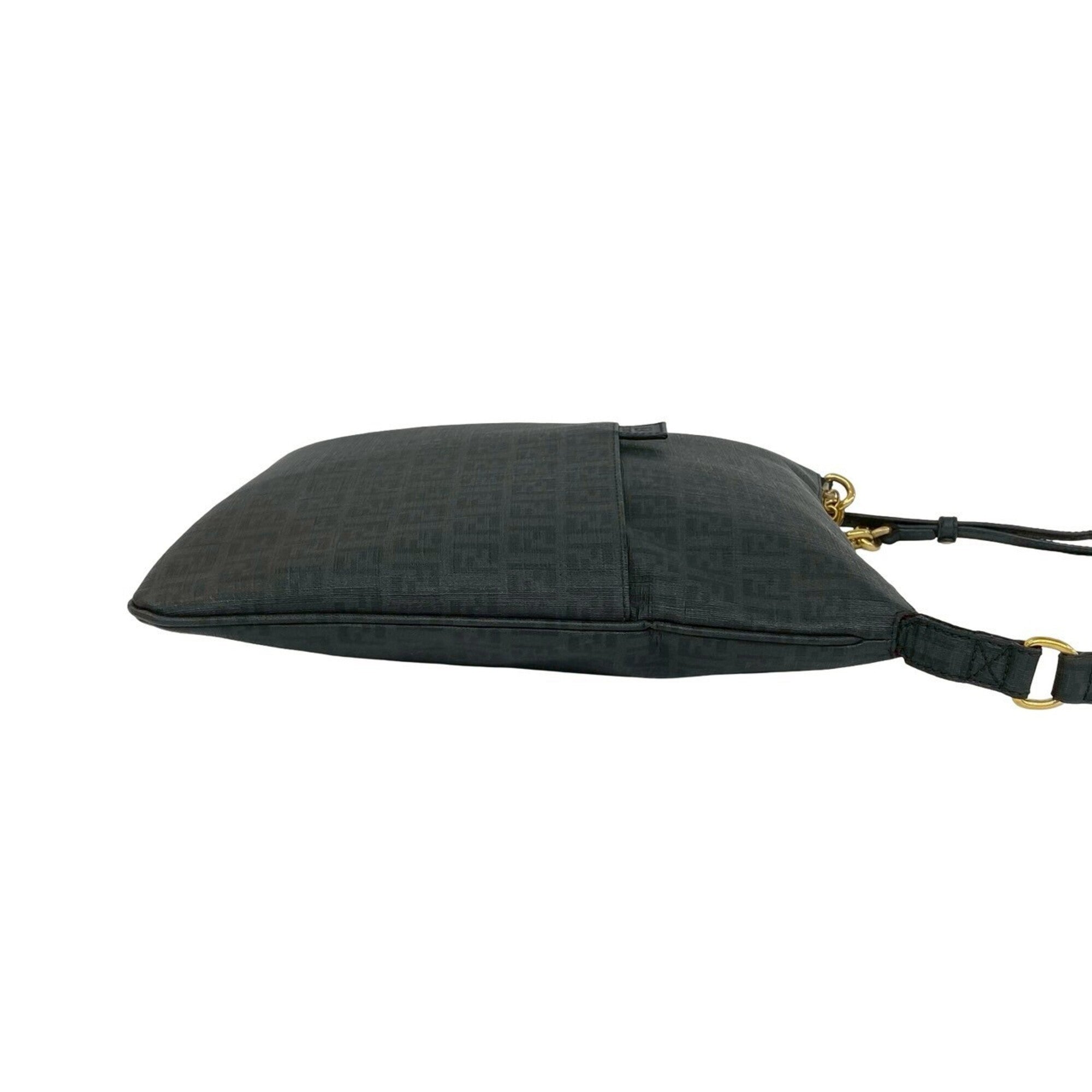 Fendi Black Leather Pvc Shoulder Bag Sling Bag (Pre-Owned)