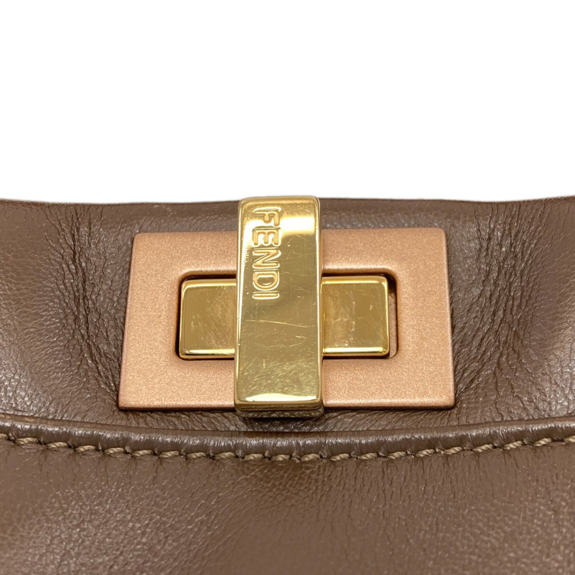Fendi Brown Pink Leather Handbag (Pre-Owned)