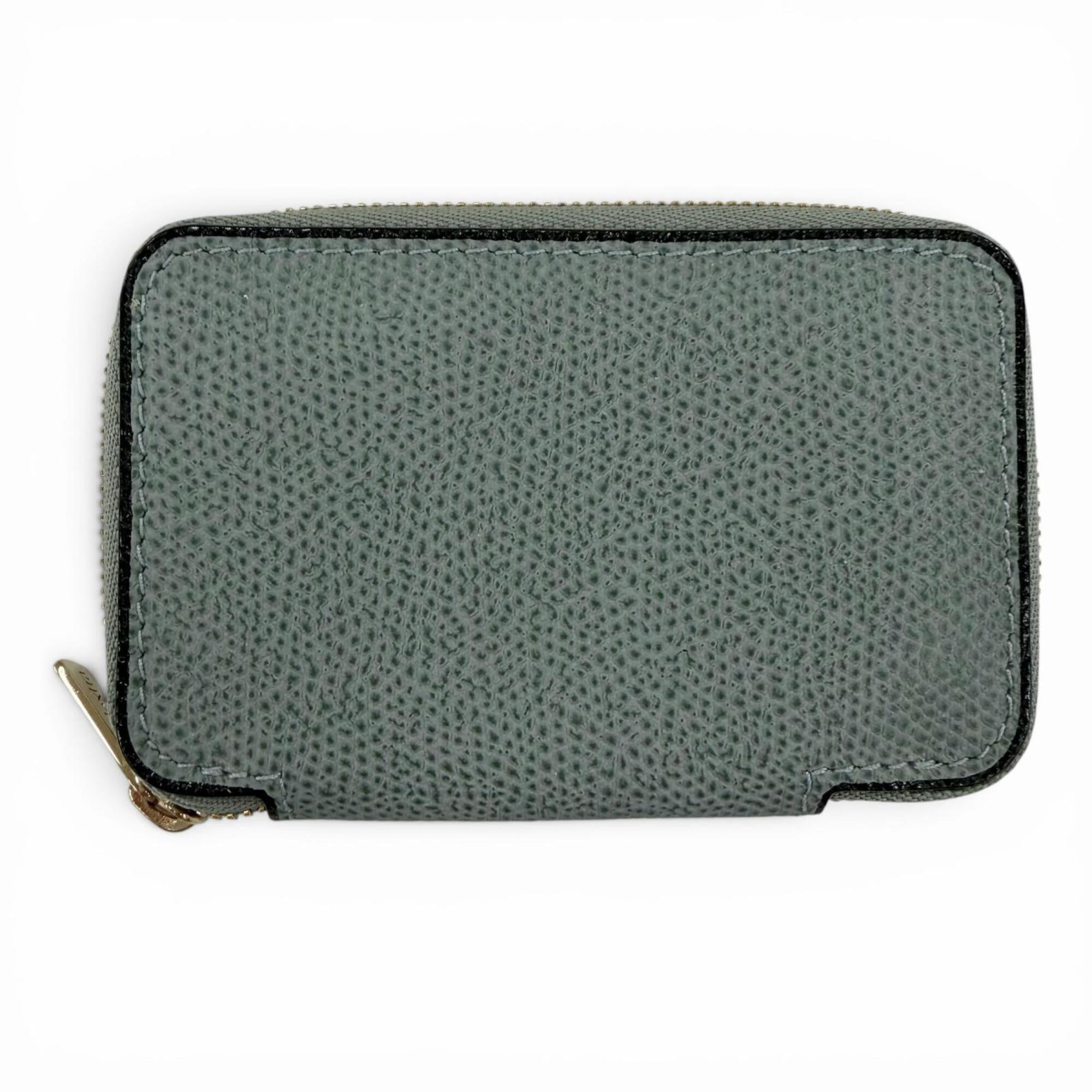 Valextra Blue Gray Leather Coin Purse/Coin Case (Pre-Owned)