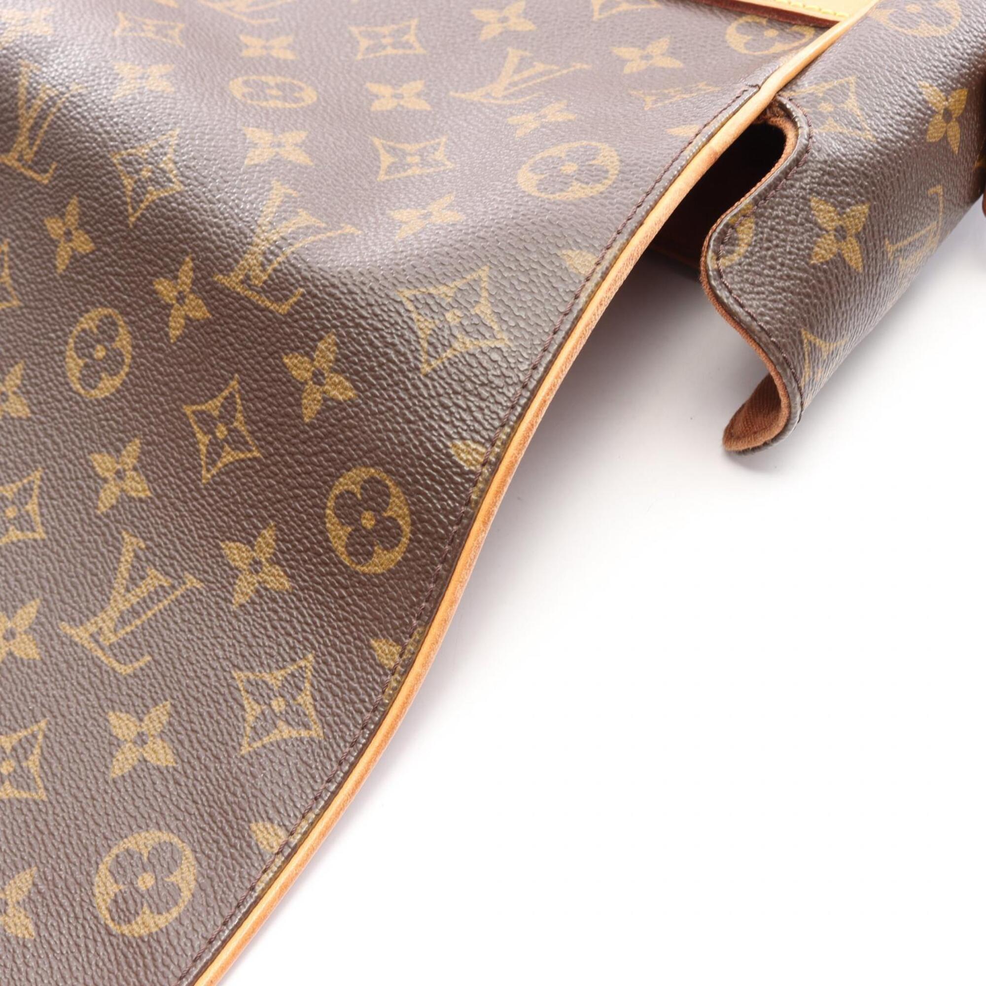 Louis Vuitton Brown Leather Coated Canvas Handbag Shoulder Bag (Pre-Owned)