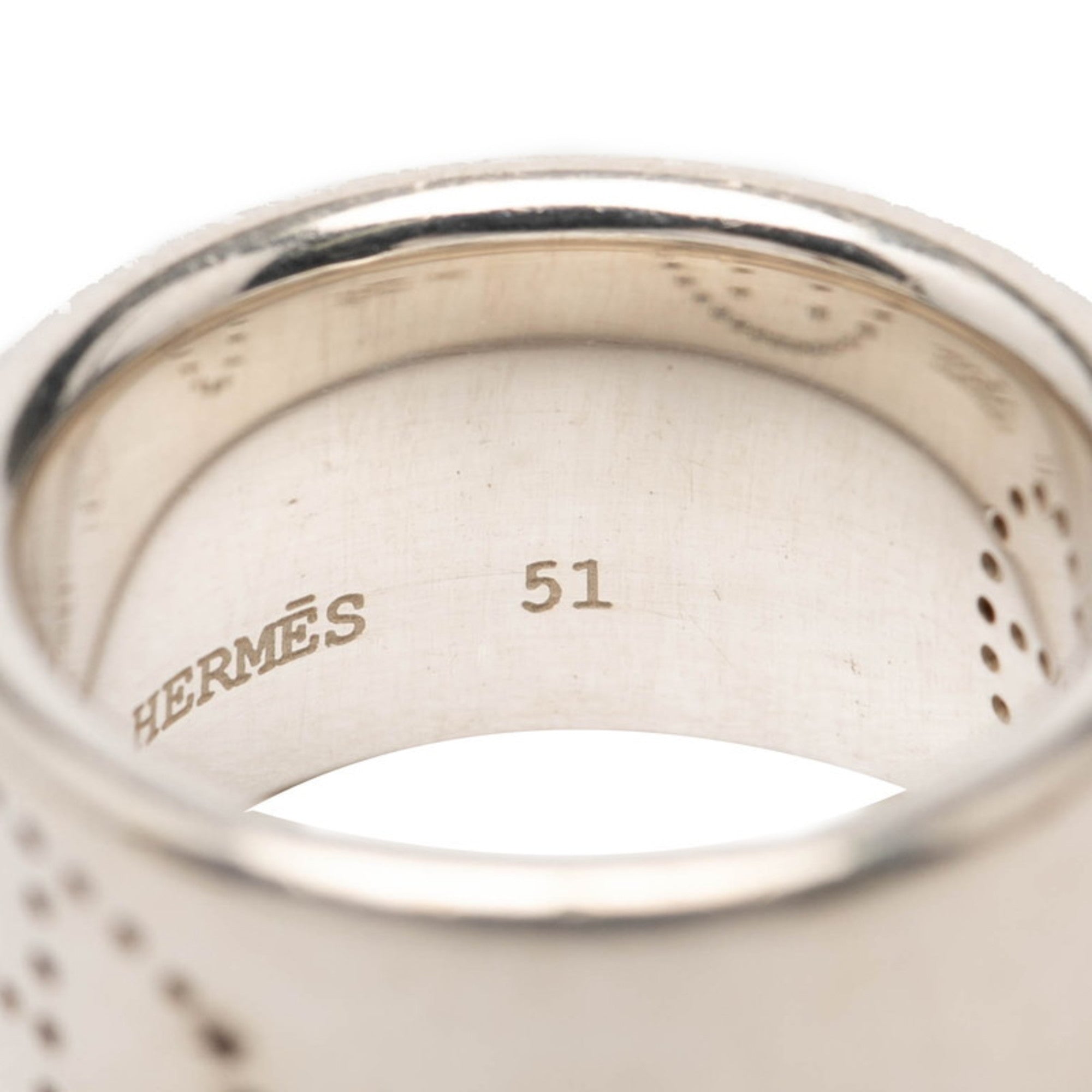 Hermes Silver 925 Band Ring (Pre-Owned)