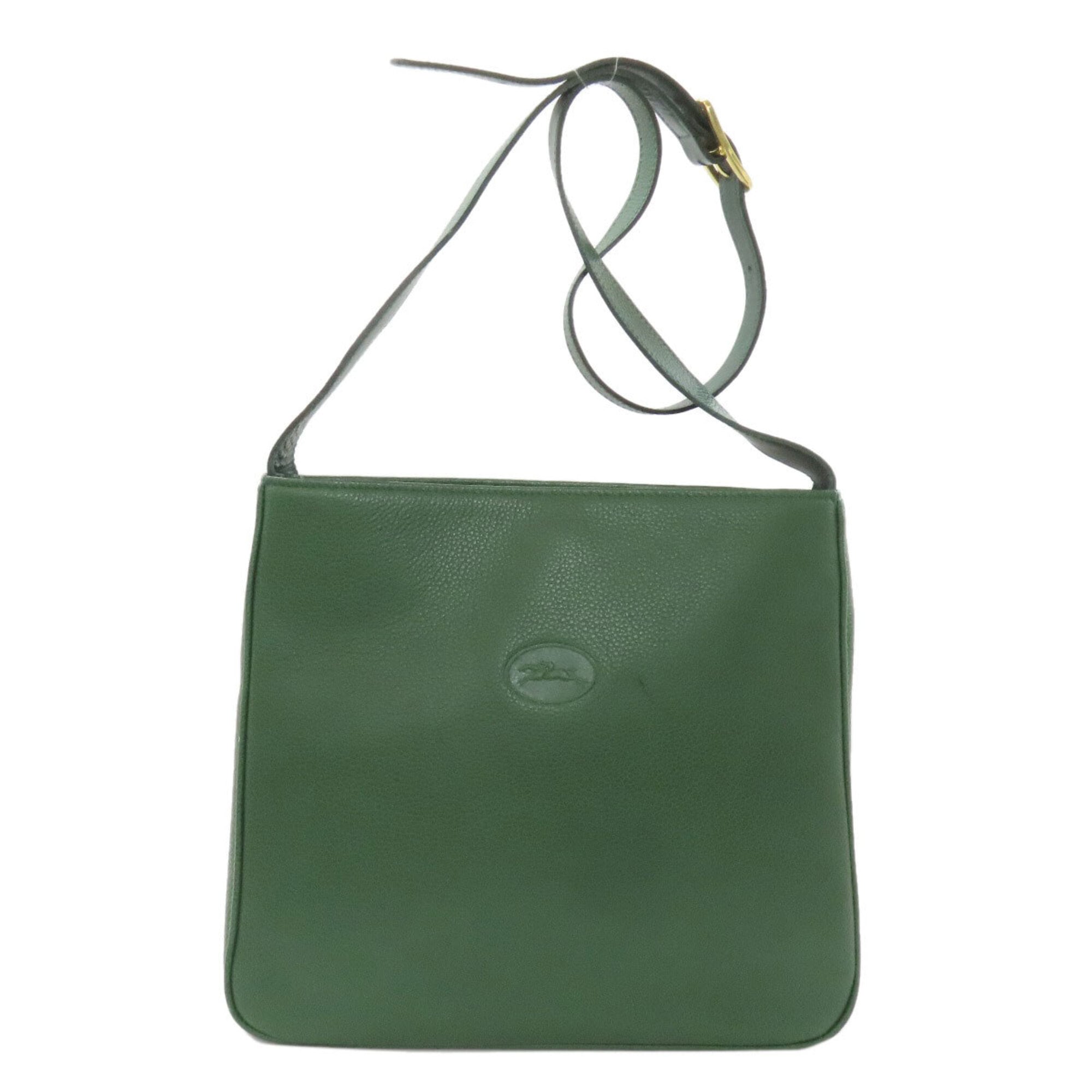 Longchamp Green Leather Pouch Shoulder Bag (Pre-Owned)