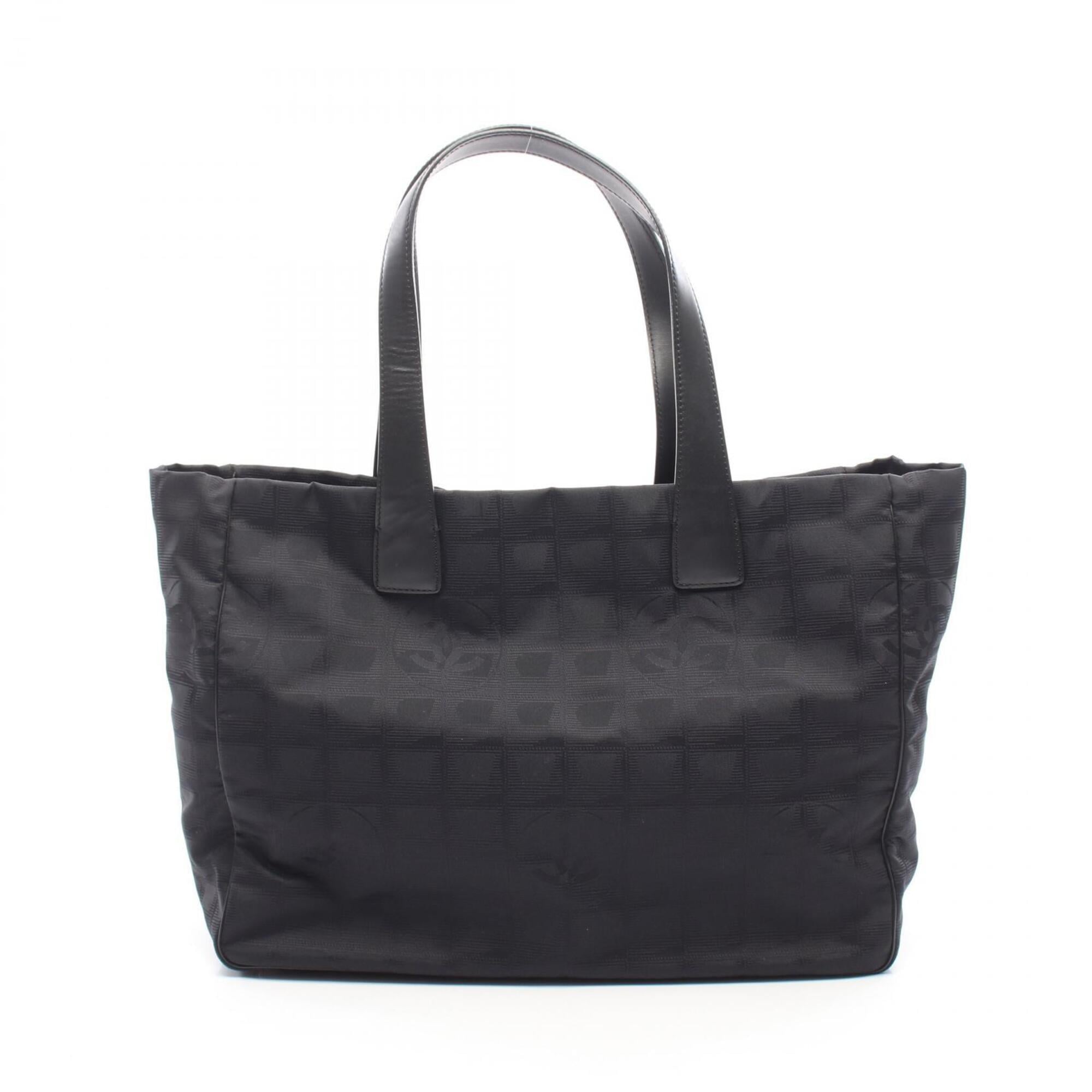 Chanel Black Leather Nylon Canvas Handbag Tote Bag (Pre-Owned)
