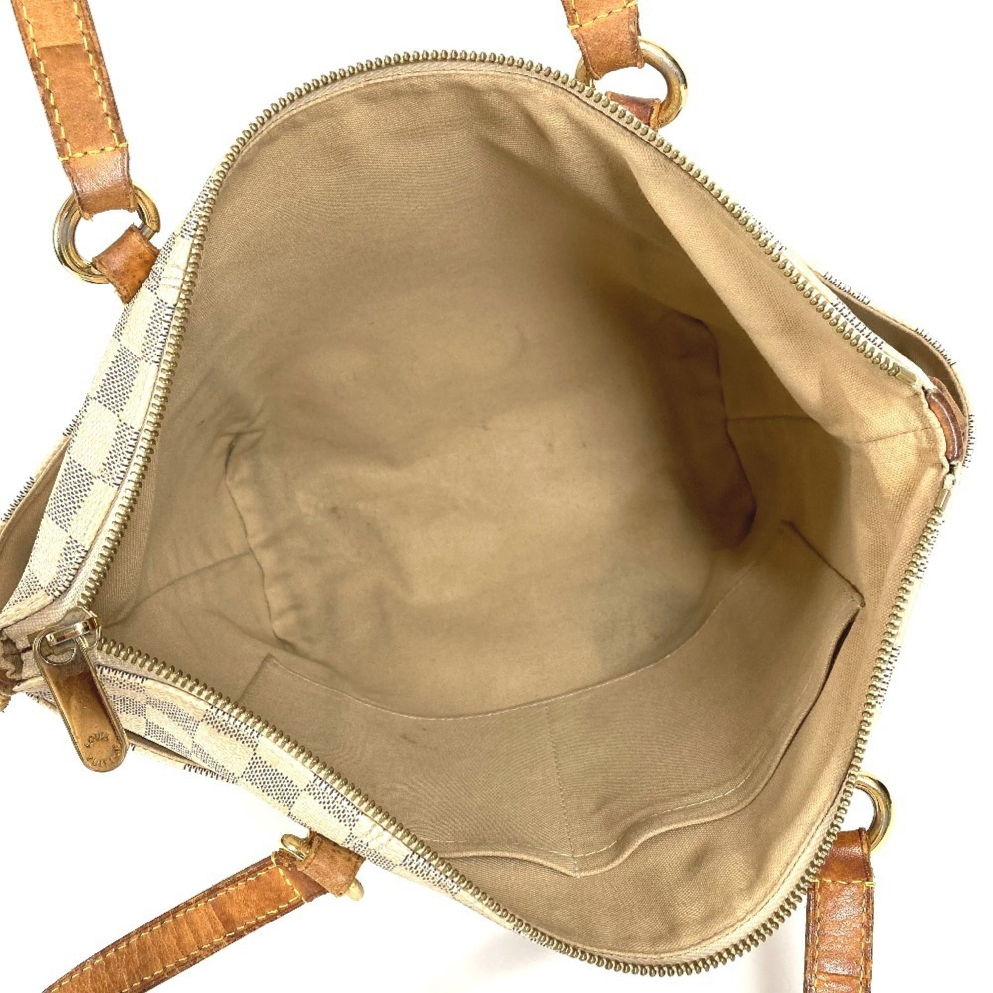 Louis Vuitton Galle White Yellow Damier Azur Shoulder Bag Tote Bag (Pre-Owned)