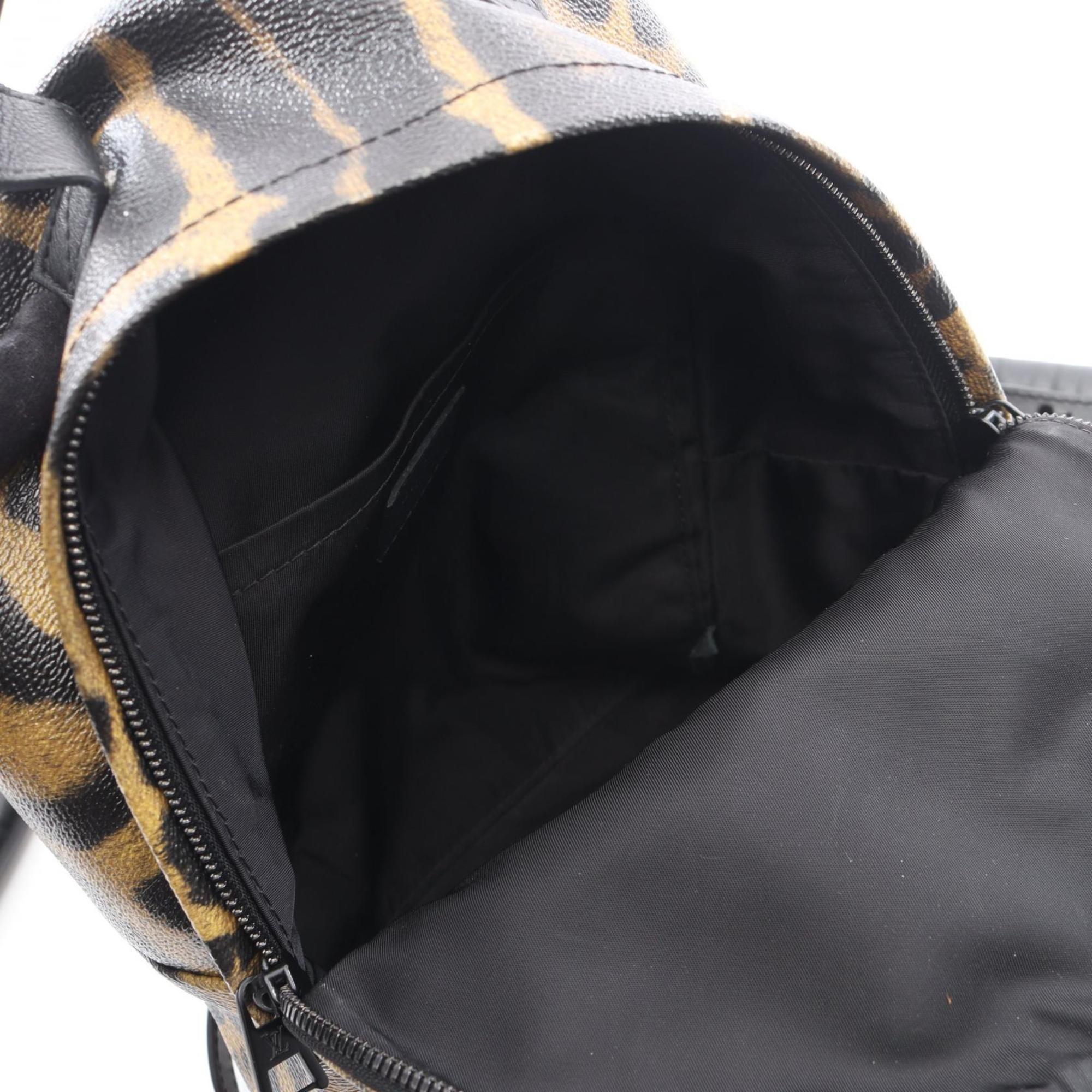 Louis Vuitton Black Brown Coated Canvas Leather Backpack Handbag (Pre-Owned)