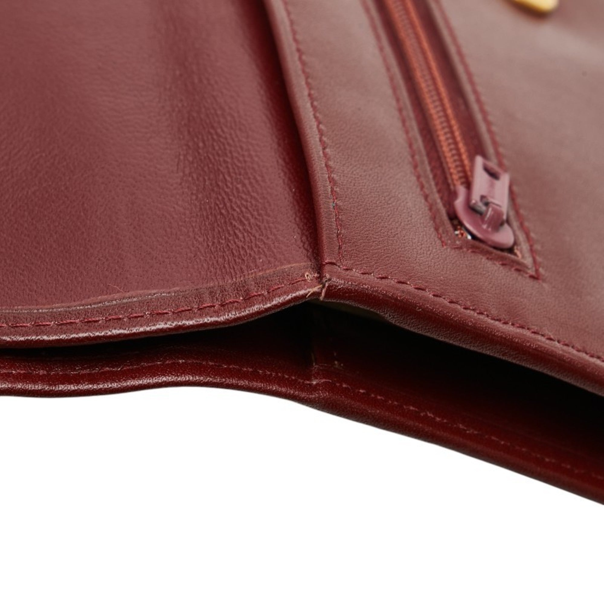 Cartier Must Bordeaux Wine Red Leather Coin Purse/Coin Case (Pre-Owned)