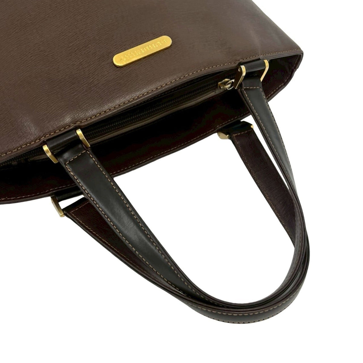 Burberry Black Brown Leather Handbag Tote Bag (Pre-Owned)