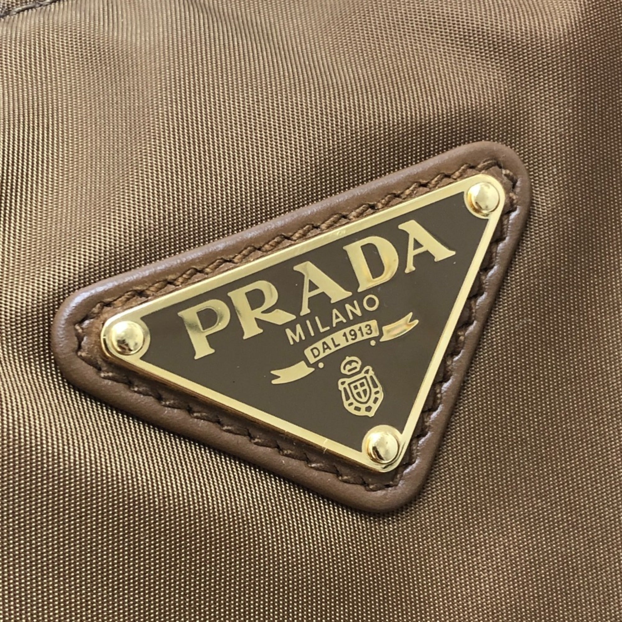 Prada Brown Nylon Leather Shoulder Bag (Pre-Owned)