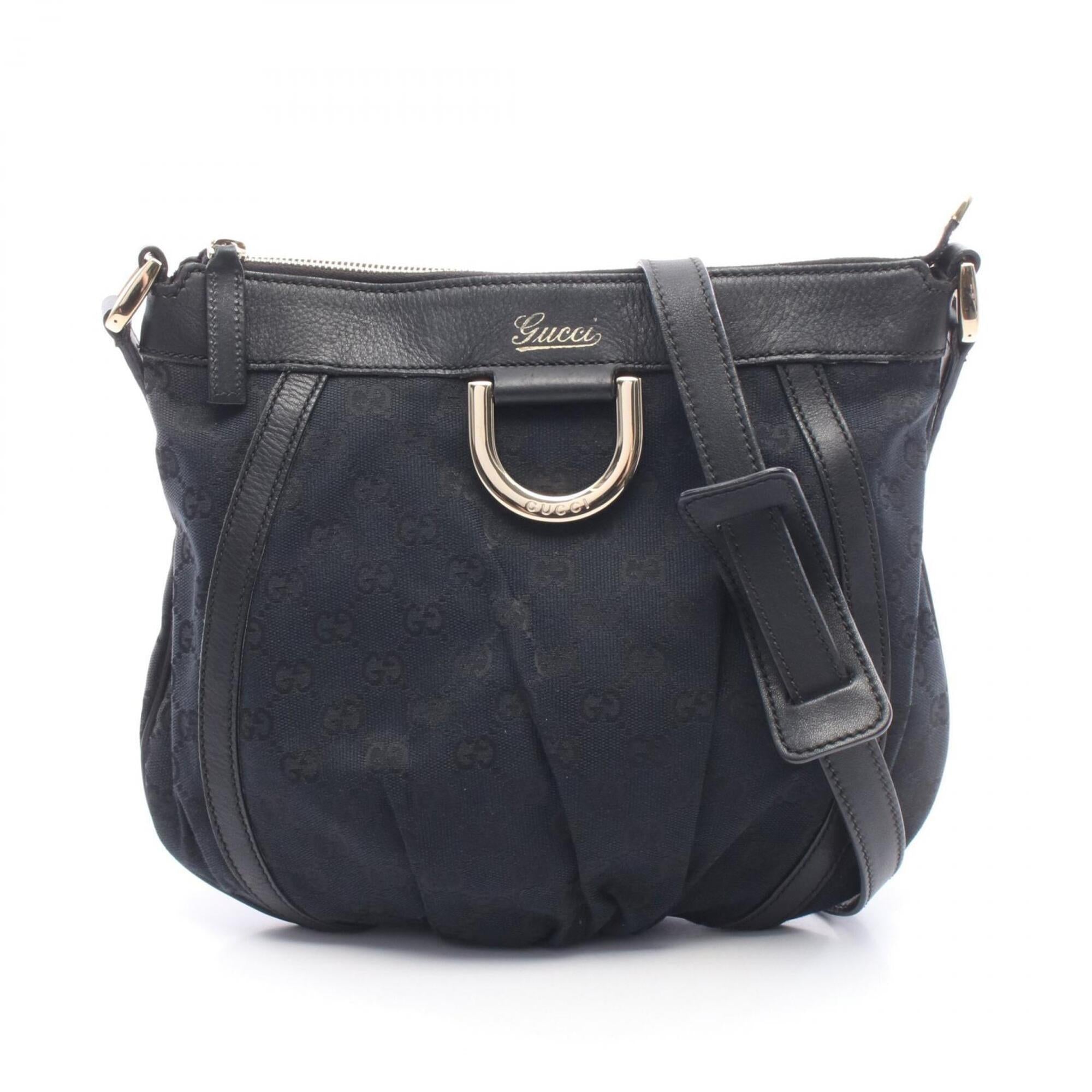 Gucci Black Gg Canvas Leather Handbag Shoulder Bag (Pre-Owned)