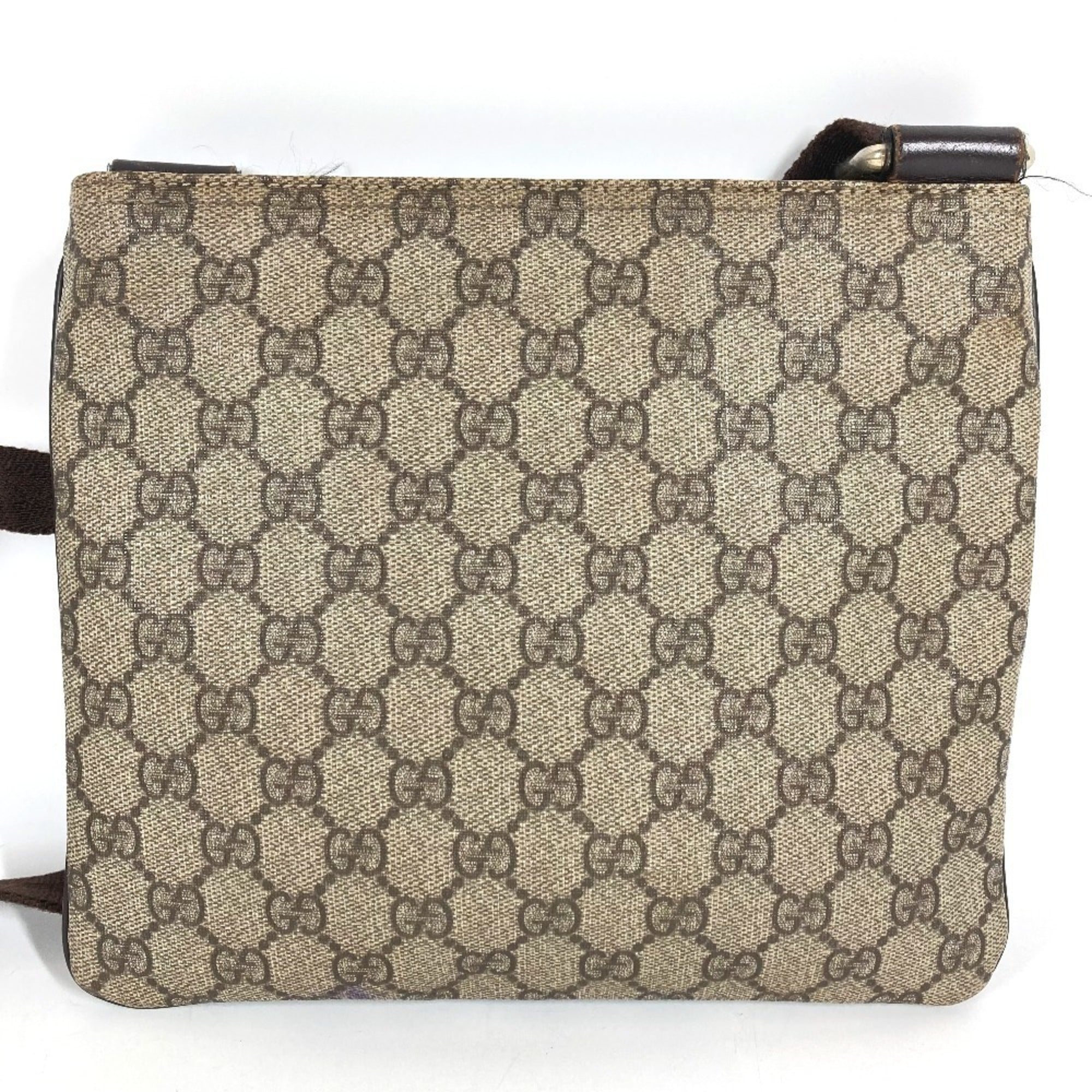 Gucci Beige Dark Brown Gg Leather Pvc Pochette Shoulder Bag (Pre-Owned)