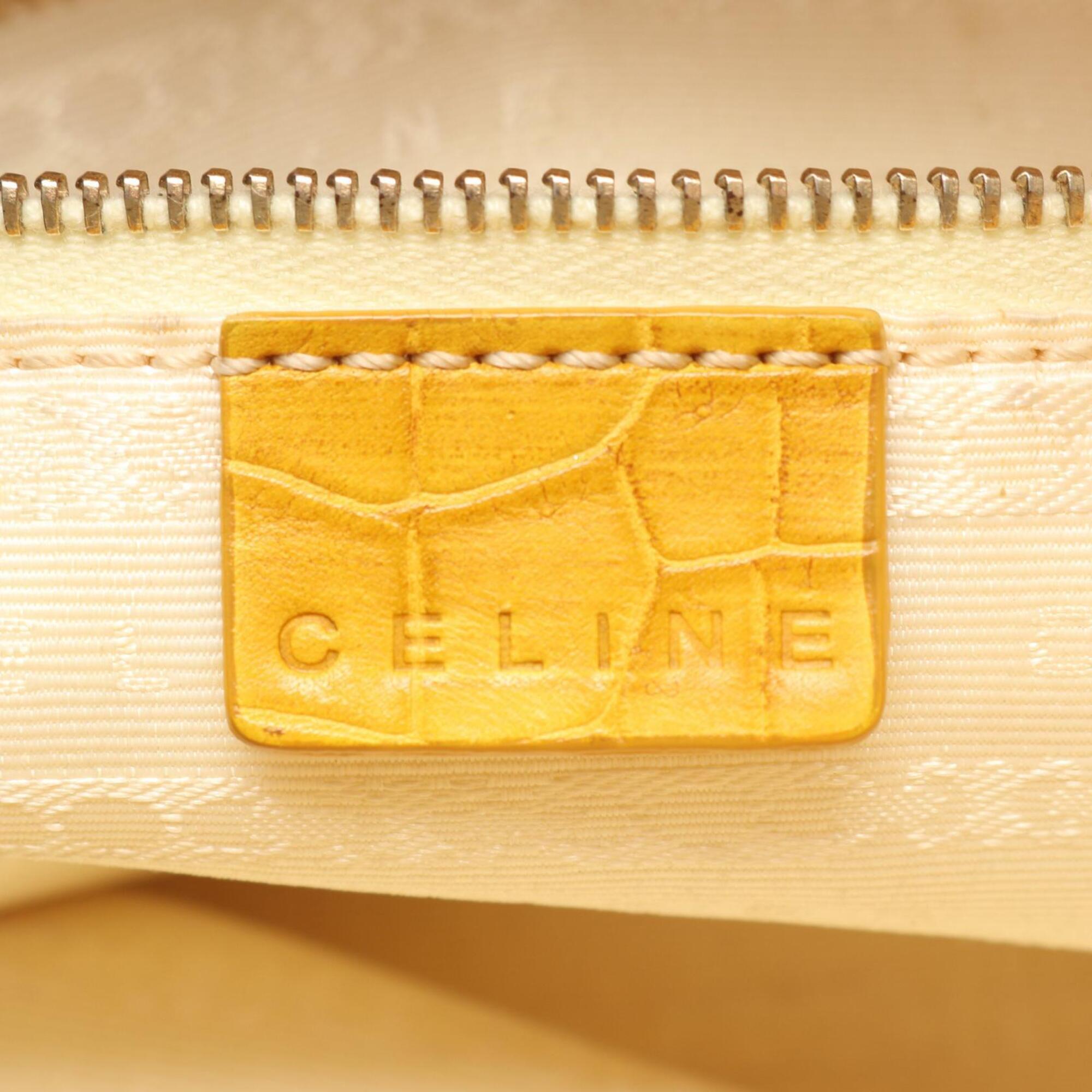 Celine Beige Yellow Canvas Leather Handbag Shoulder Bag (Pre-Owned)