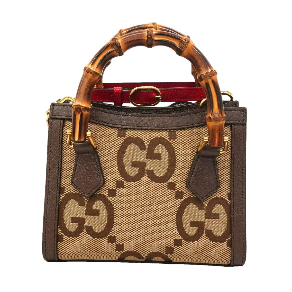 Gucci Brown Canvas Leather Handbag (Pre-Owned)