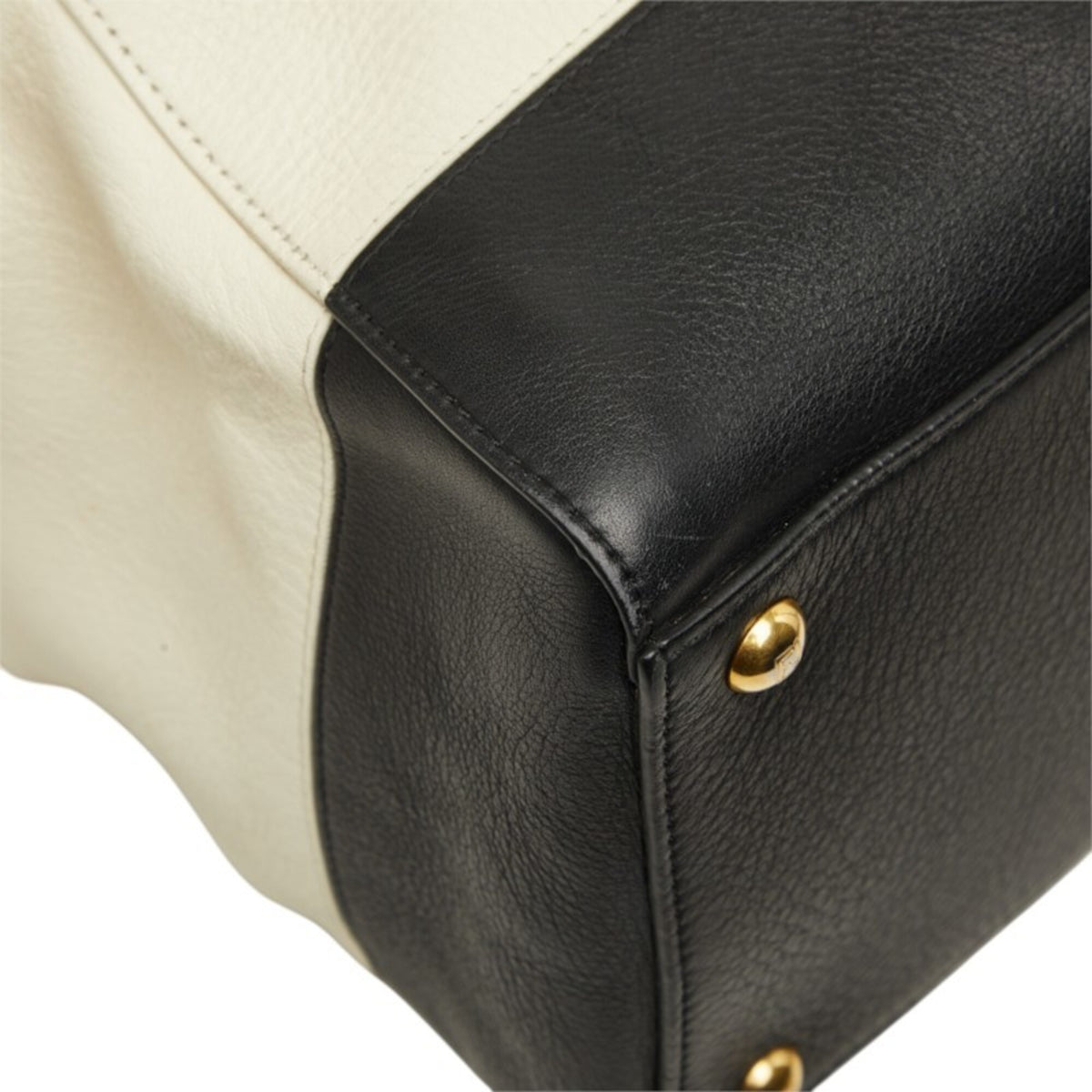 Fendi Black Gray White Yellow Leather Handbag Shoulder Bag (Pre-Owned)