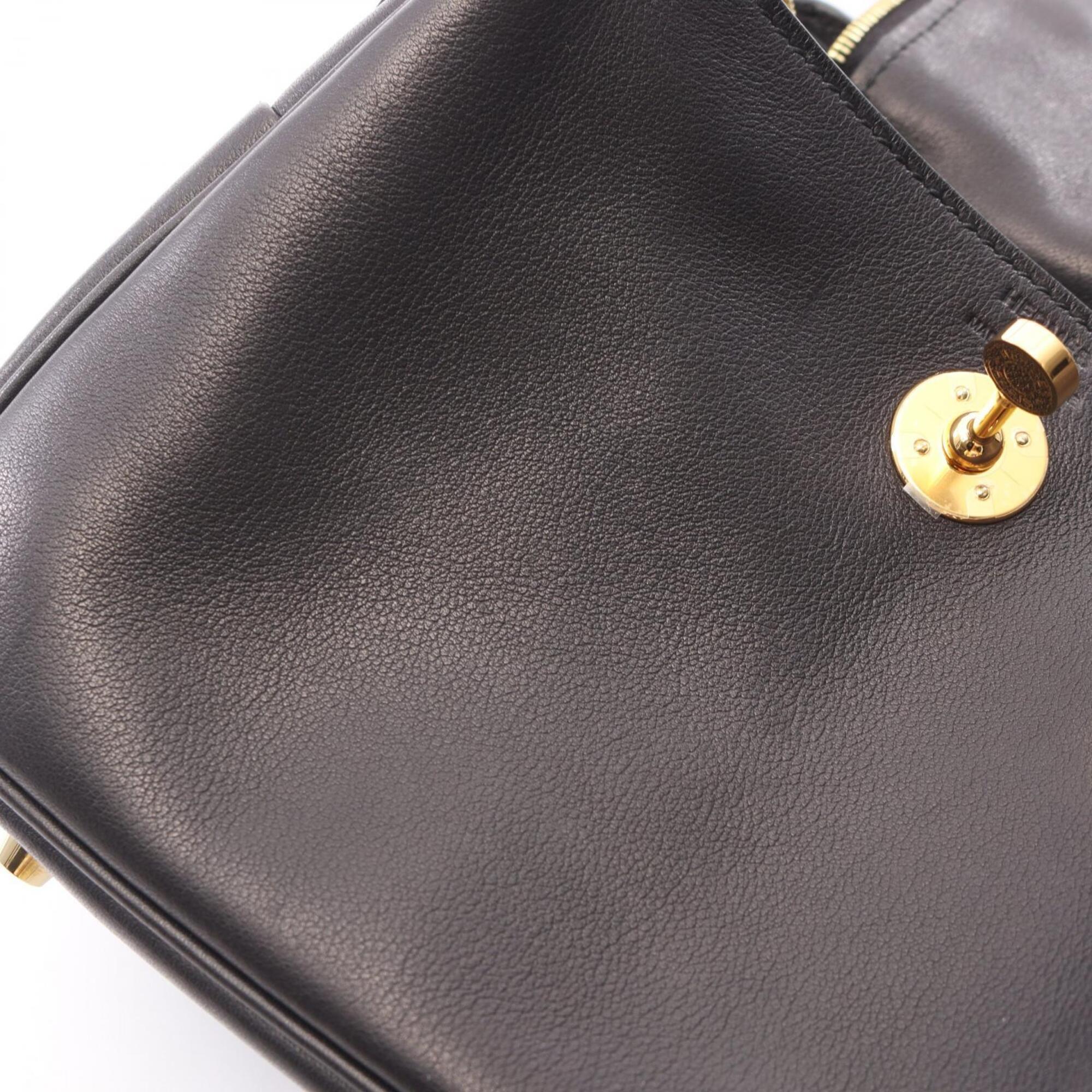 Hermes Black Leather Handbag Shoulder Bag (Pre-Owned)