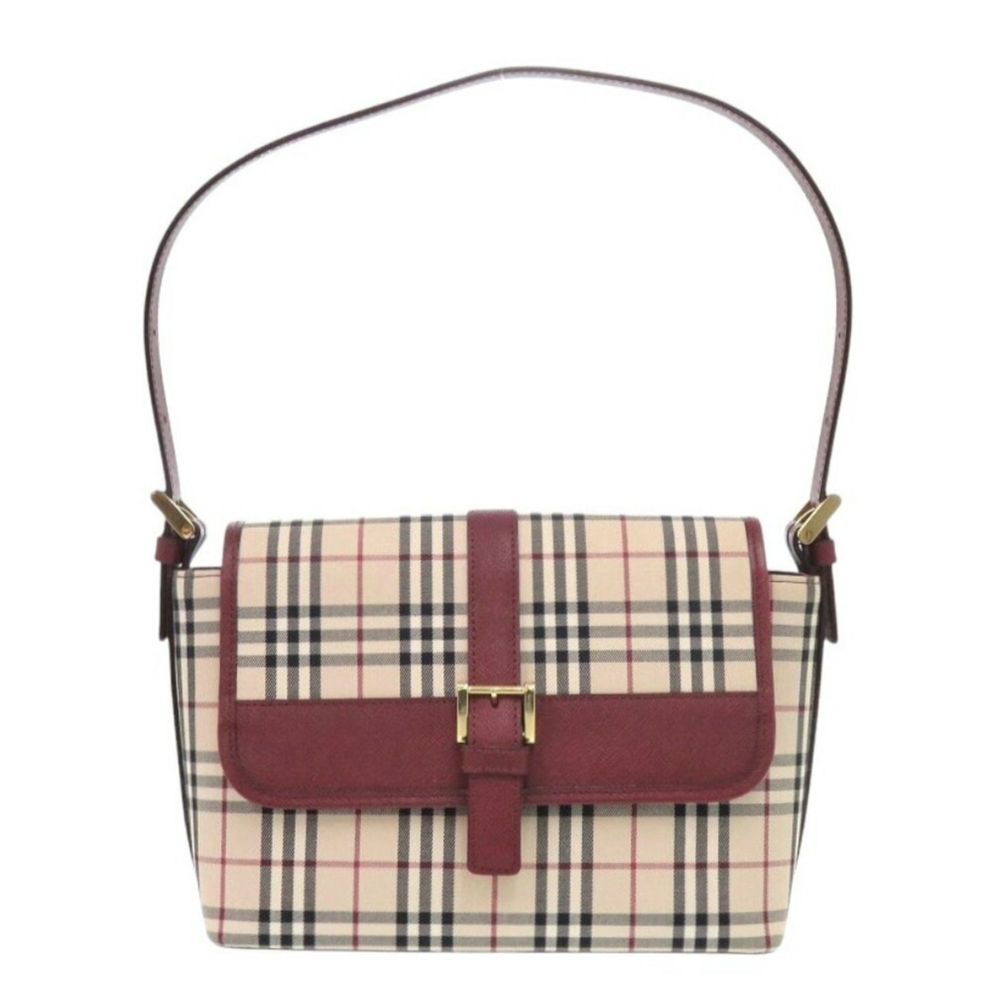 Burberry Beige Canvas Leather Handbag Shoulder Bag (Pre-Owned)
